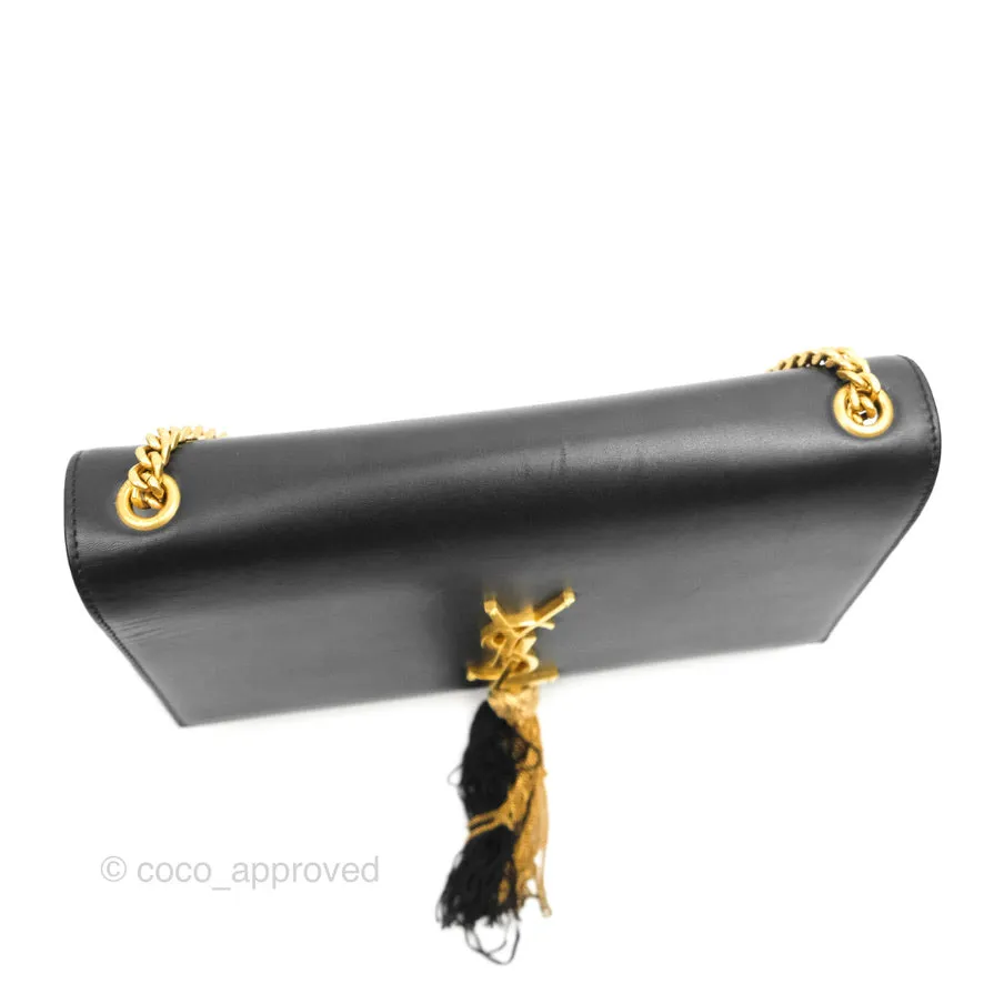 Saint Laurent Medium Kate Tassel Chain Bag Black Smooth Calfskin Gold Hardware