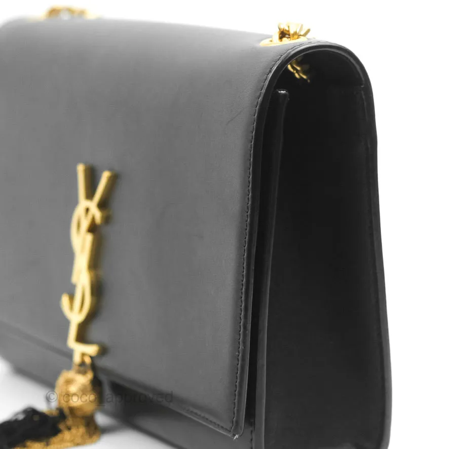 Saint Laurent Medium Kate Tassel Chain Bag Black Smooth Calfskin Gold Hardware