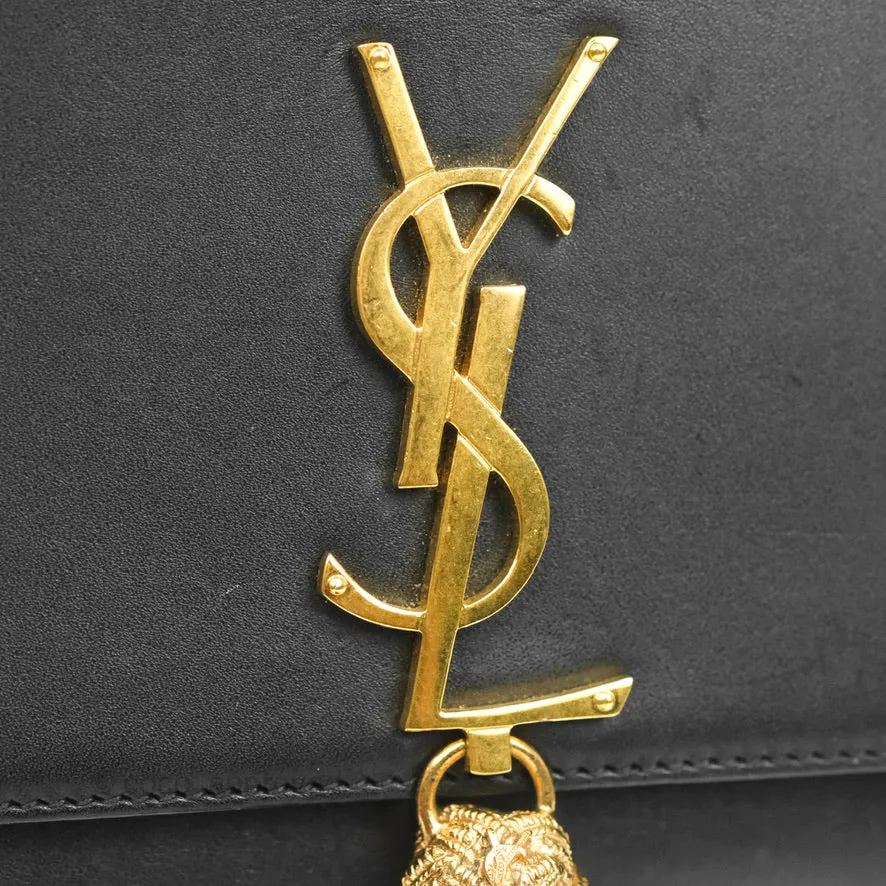 Saint Laurent Medium Kate Tassel Chain Bag Black Smooth Calfskin Gold Hardware