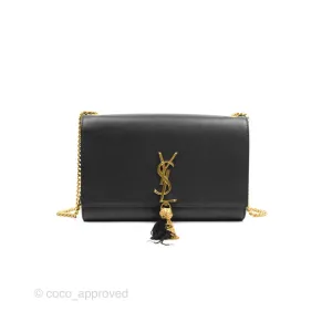 Saint Laurent Medium Kate Tassel Chain Bag Black Smooth Calfskin Gold Hardware
