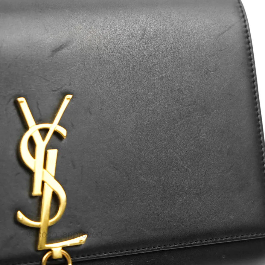 Saint Laurent Medium Kate Tassel Chain Bag Black Smooth Calfskin Gold Hardware