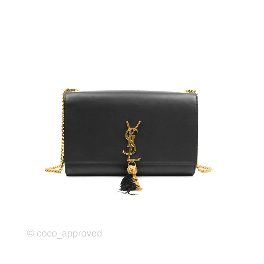 Saint Laurent Medium Kate Tassel Chain Bag Black Smooth Calfskin Gold Hardware