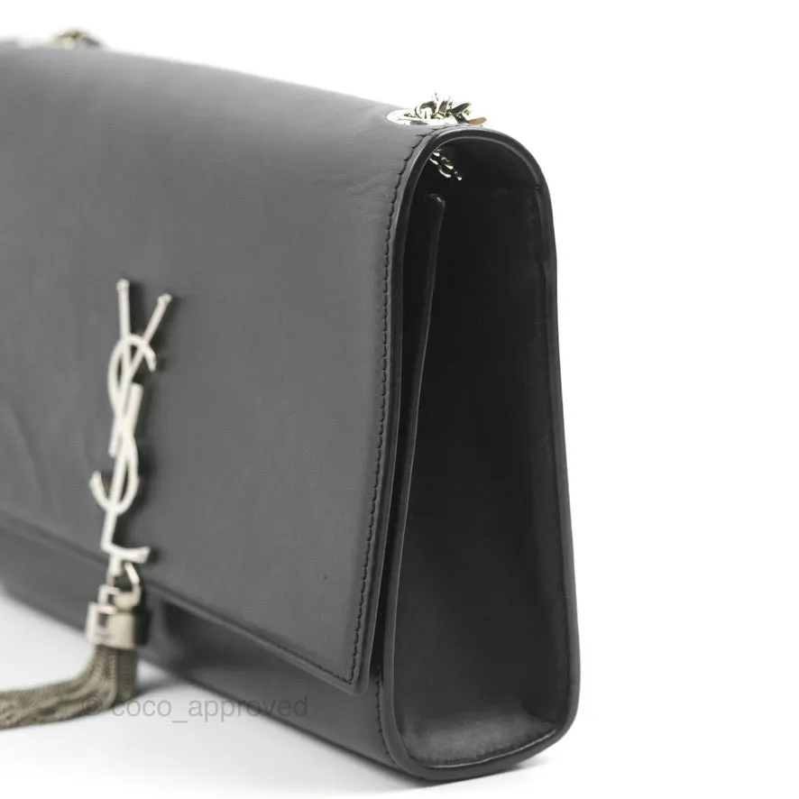 Saint Laurent Medium Kate Tassel Chain Bag Black Smooth Calfskin Silver Hardware