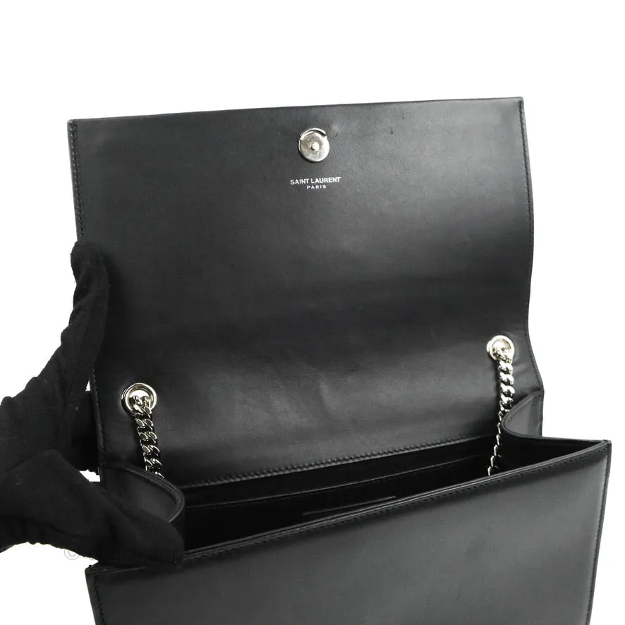 Saint Laurent Medium Kate Tassel Chain Bag Black Smooth Calfskin Silver Hardware