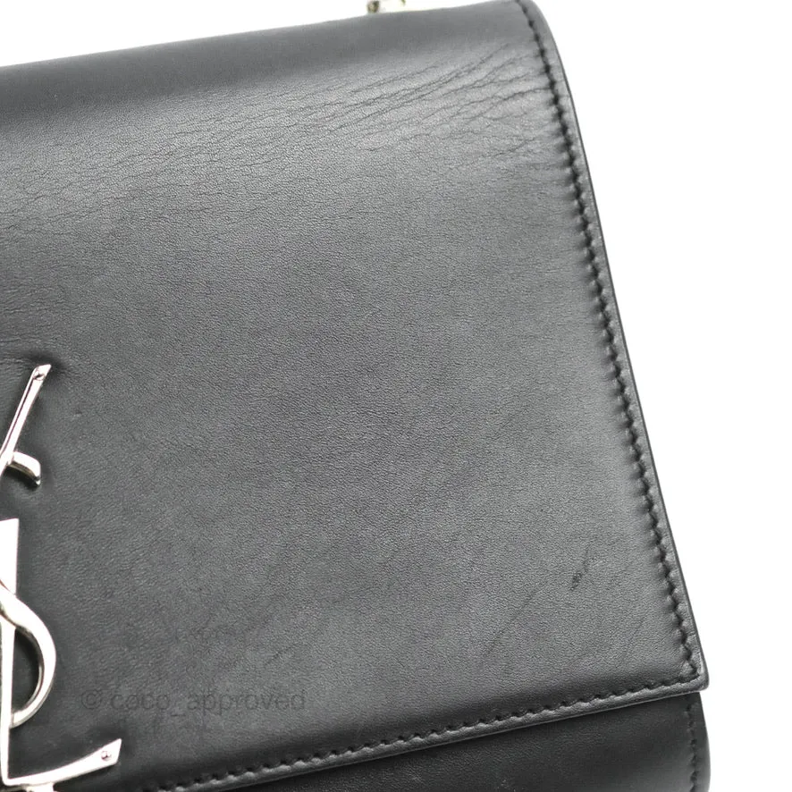 Saint Laurent Medium Kate Tassel Chain Bag Black Smooth Calfskin Silver Hardware
