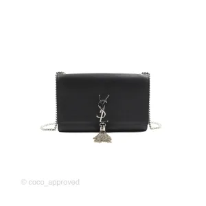 Saint Laurent Medium Kate Tassel Chain Bag Black Smooth Calfskin Silver Hardware
