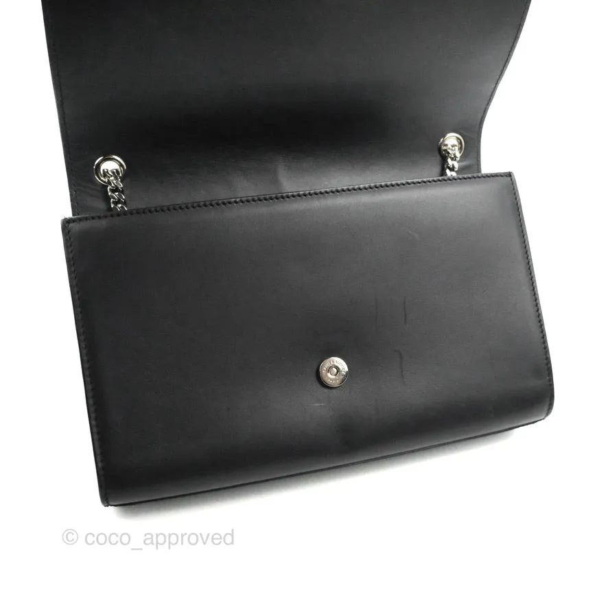 Saint Laurent Medium Kate Tassel Chain Bag Black Smooth Calfskin Silver Hardware