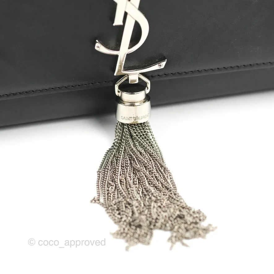Saint Laurent Medium Kate Tassel Chain Bag Black Smooth Calfskin Silver Hardware