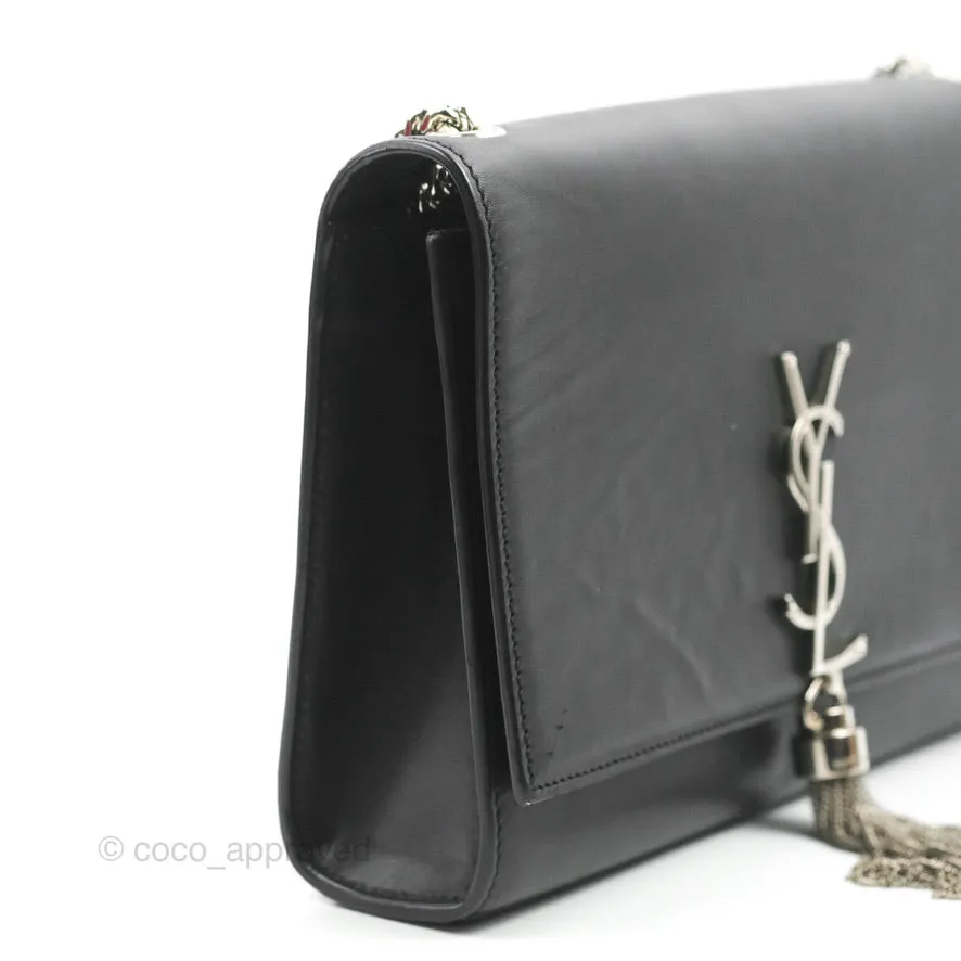 Saint Laurent Medium Kate Tassel Chain Bag Black Smooth Calfskin Silver Hardware