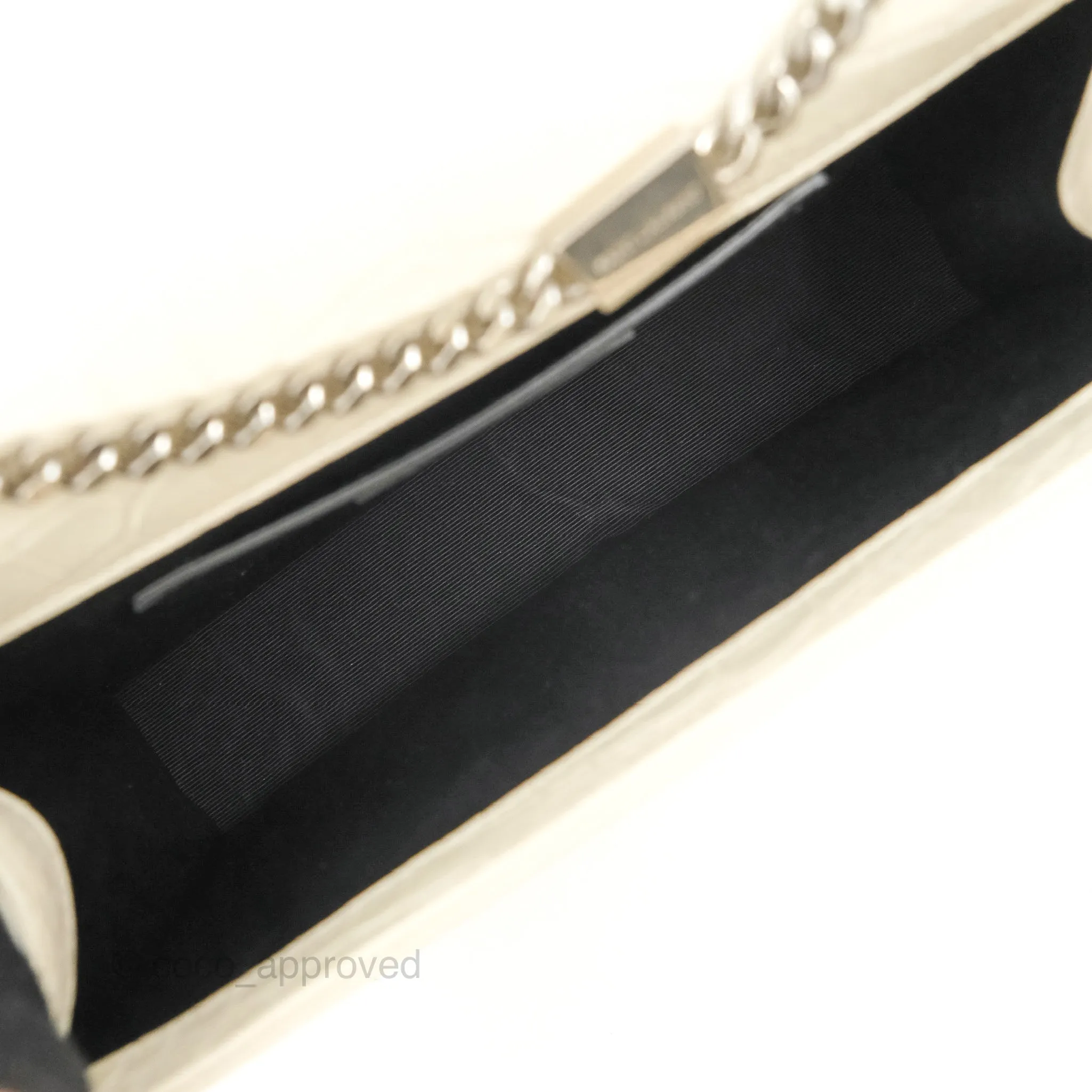 Saint Laurent Medium Kate Tassel Chain Bag Blanc Vintage Crocodile Embossed Calfskin Silver Hardware