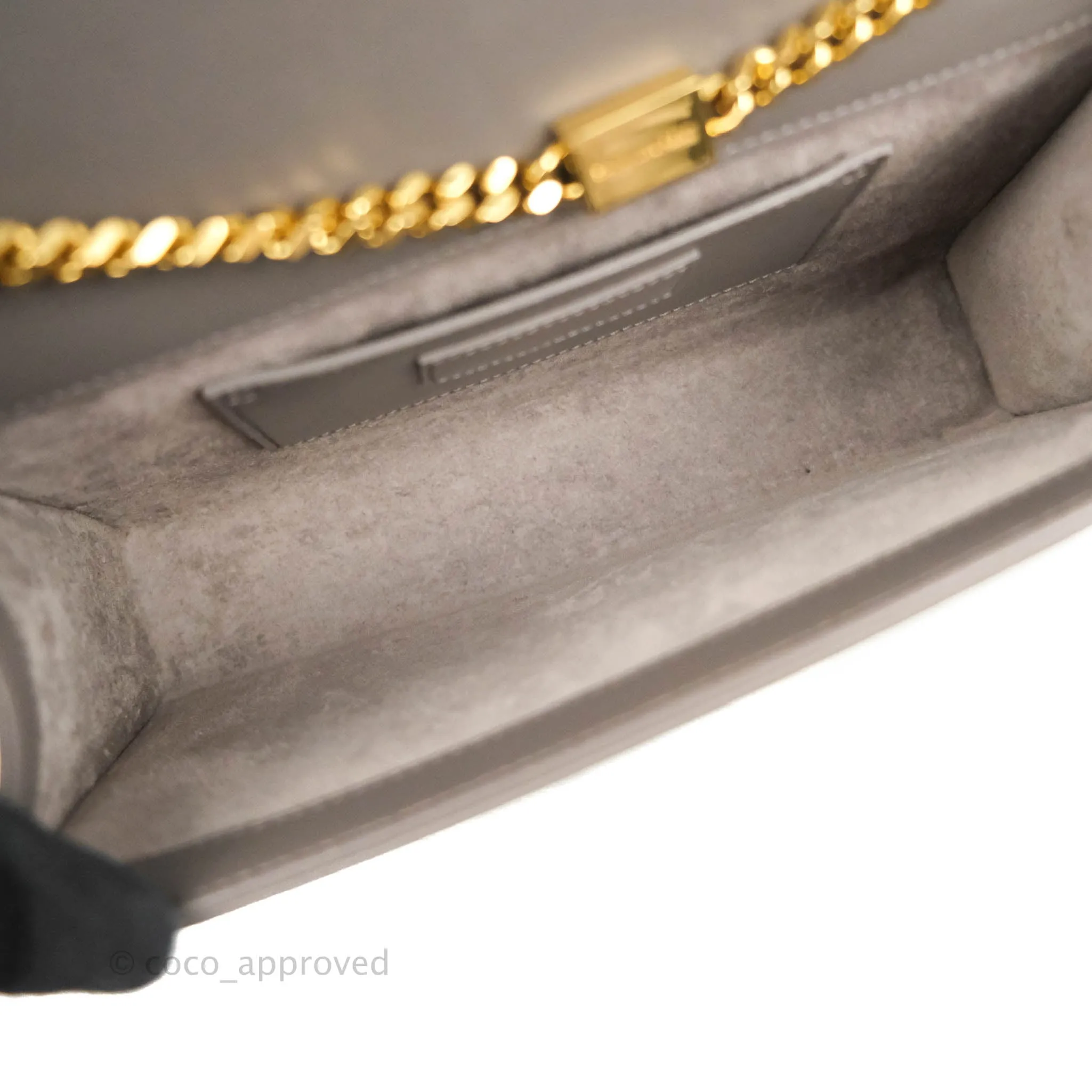 Saint Laurent Medium Kate Tassel Chain Bag Earth Grey Smooth Calfskin Gold Hardware