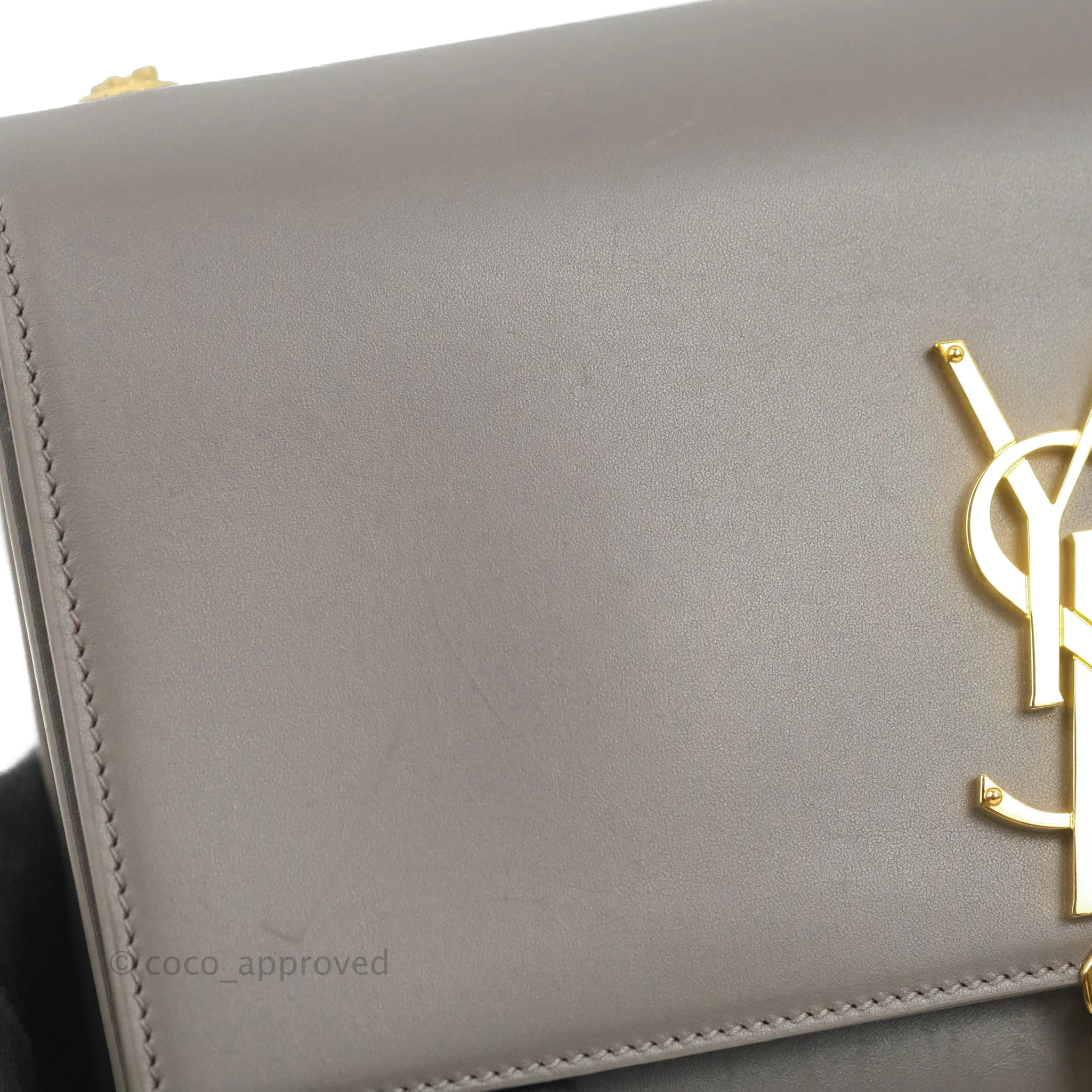 Saint Laurent Medium Kate Tassel Chain Bag Earth Grey Smooth Calfskin Gold Hardware