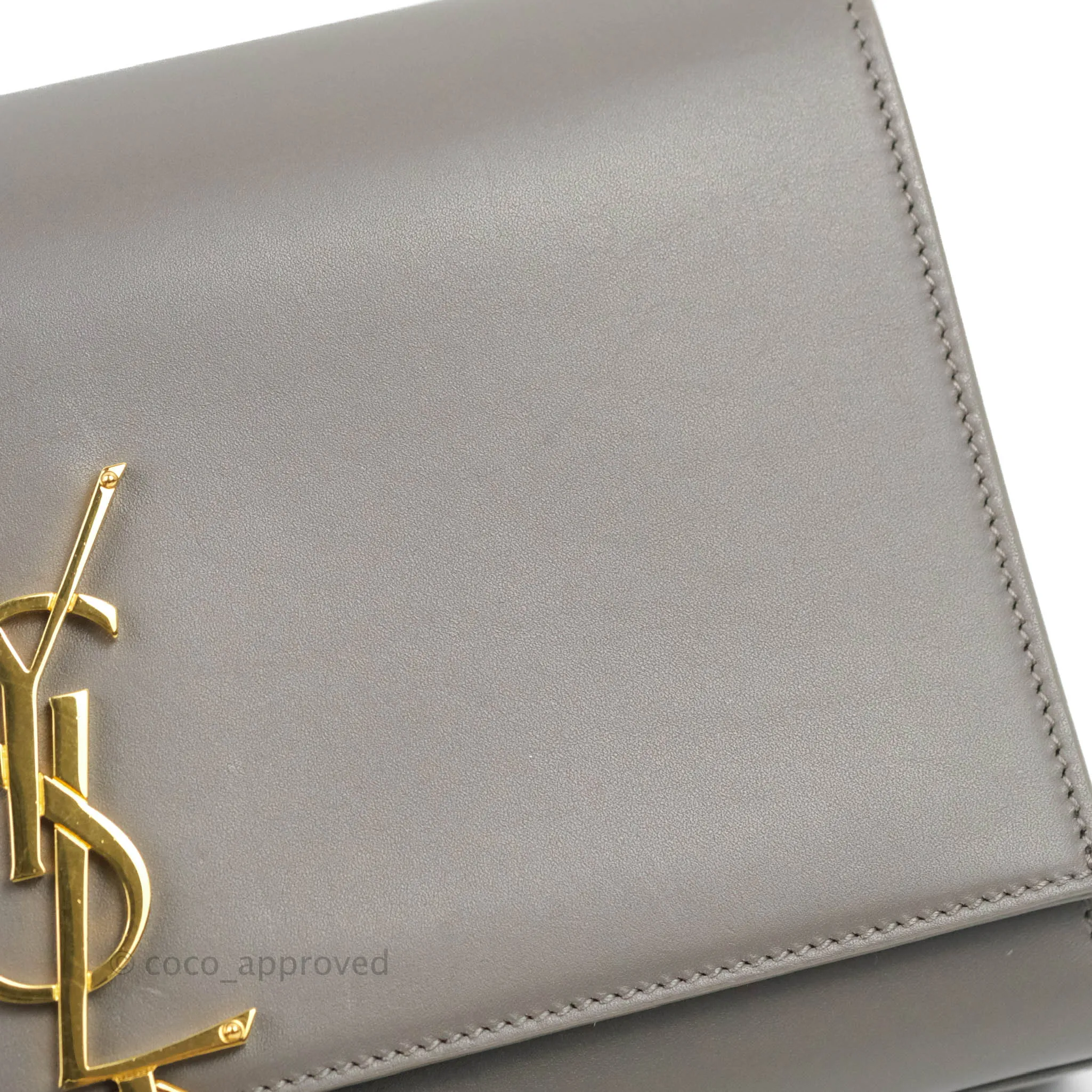 Saint Laurent Medium Kate Tassel Chain Bag Earth Grey Smooth Calfskin Gold Hardware