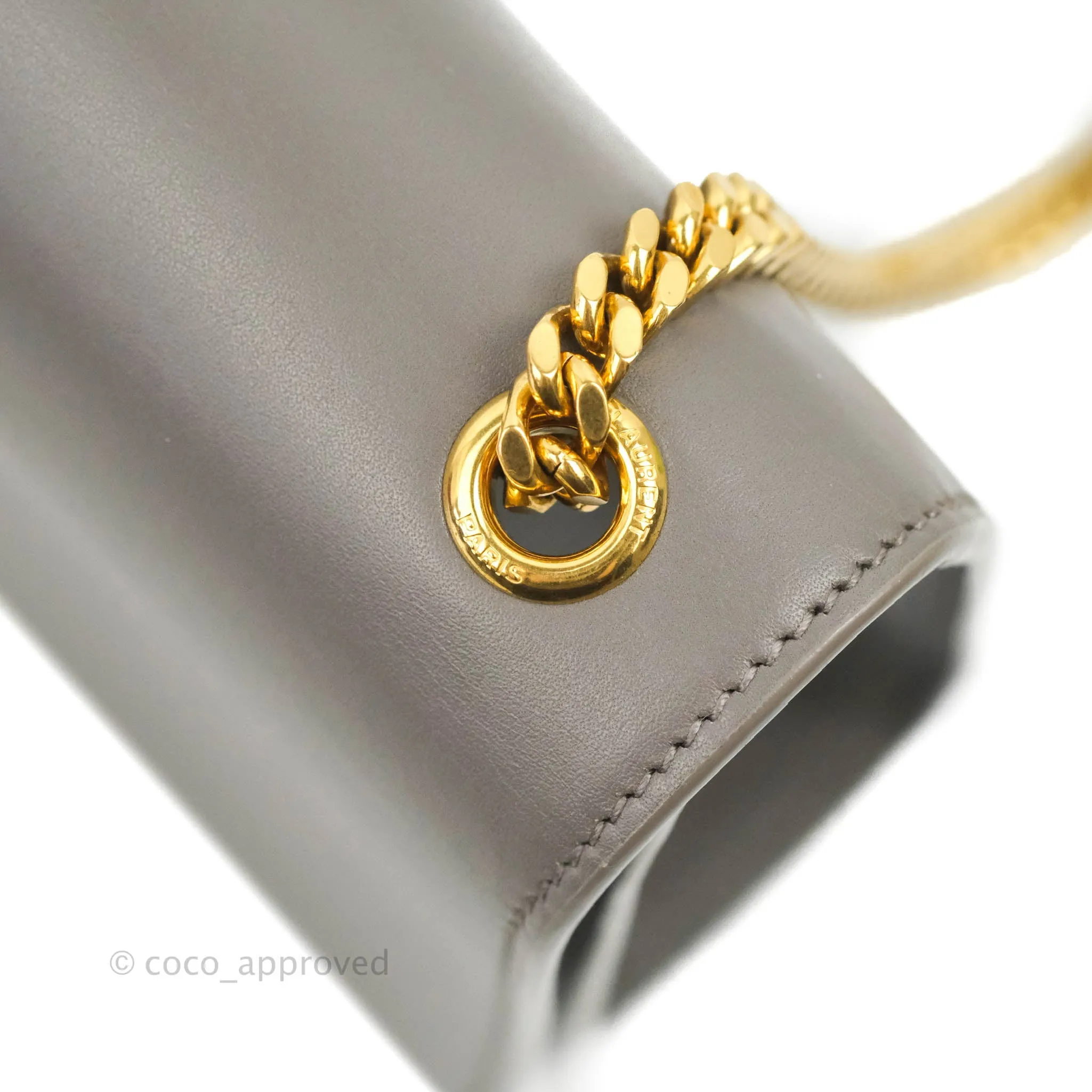 Saint Laurent Medium Kate Tassel Chain Bag Earth Grey Smooth Calfskin Gold Hardware