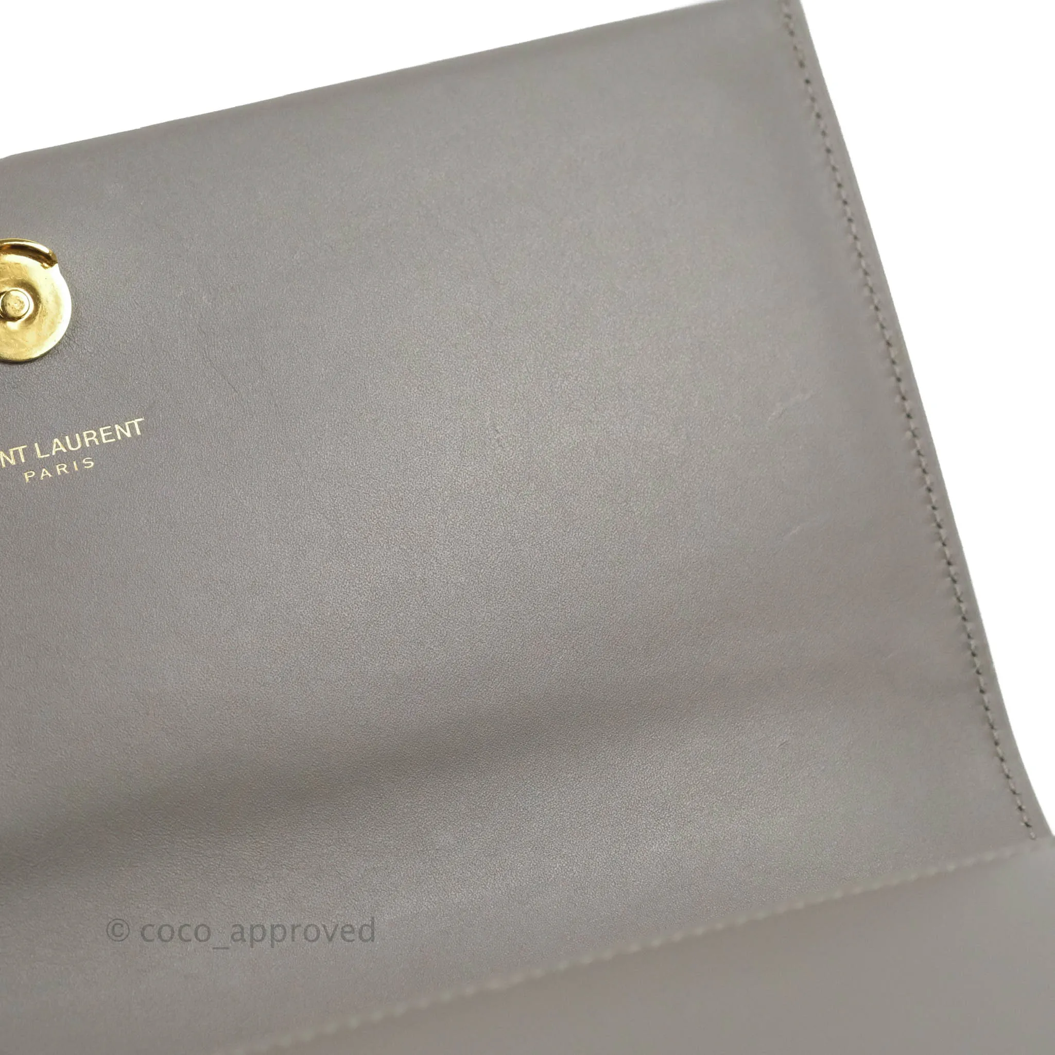 Saint Laurent Medium Kate Tassel Chain Bag Earth Grey Smooth Calfskin Gold Hardware
