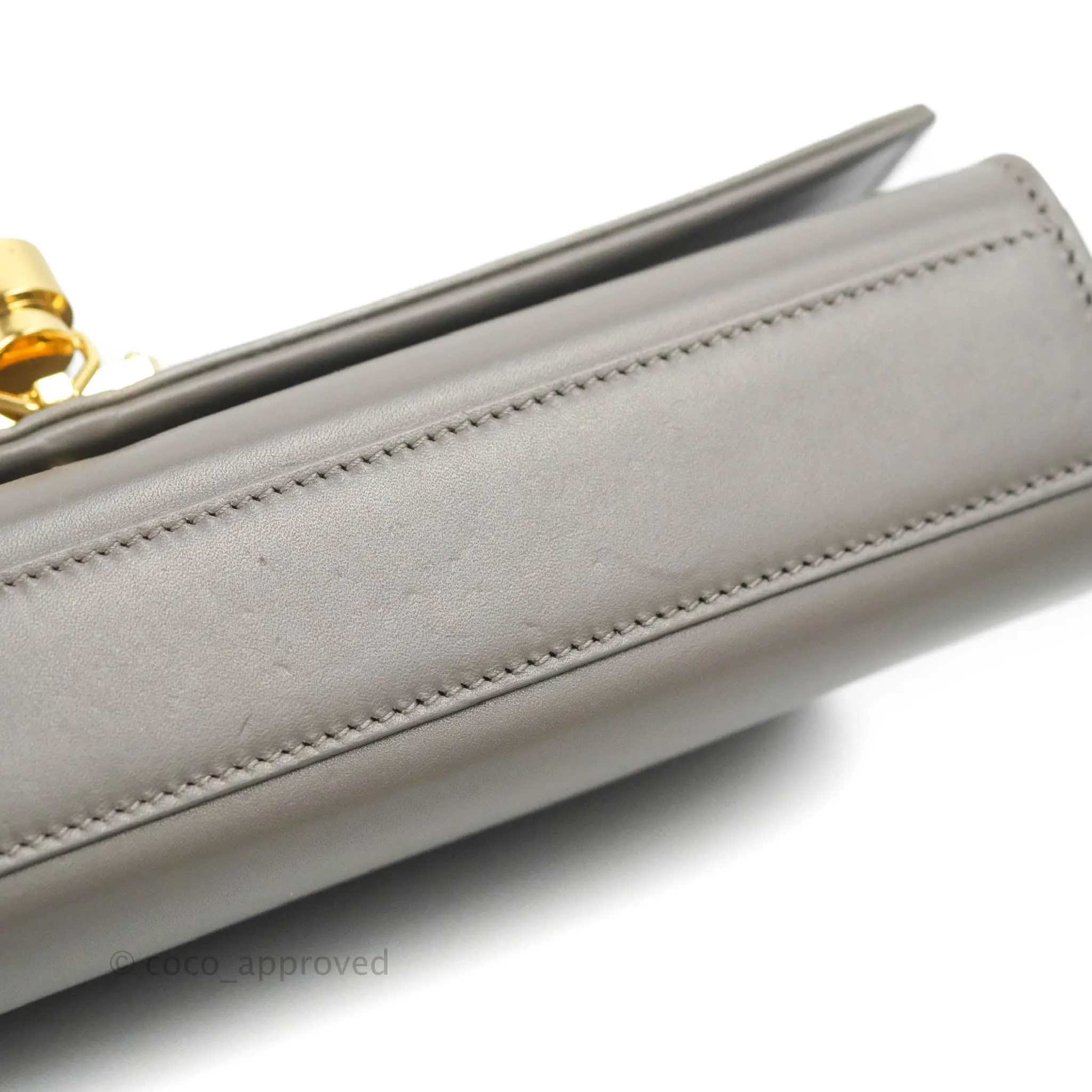 Saint Laurent Medium Kate Tassel Chain Bag Earth Grey Smooth Calfskin Gold Hardware