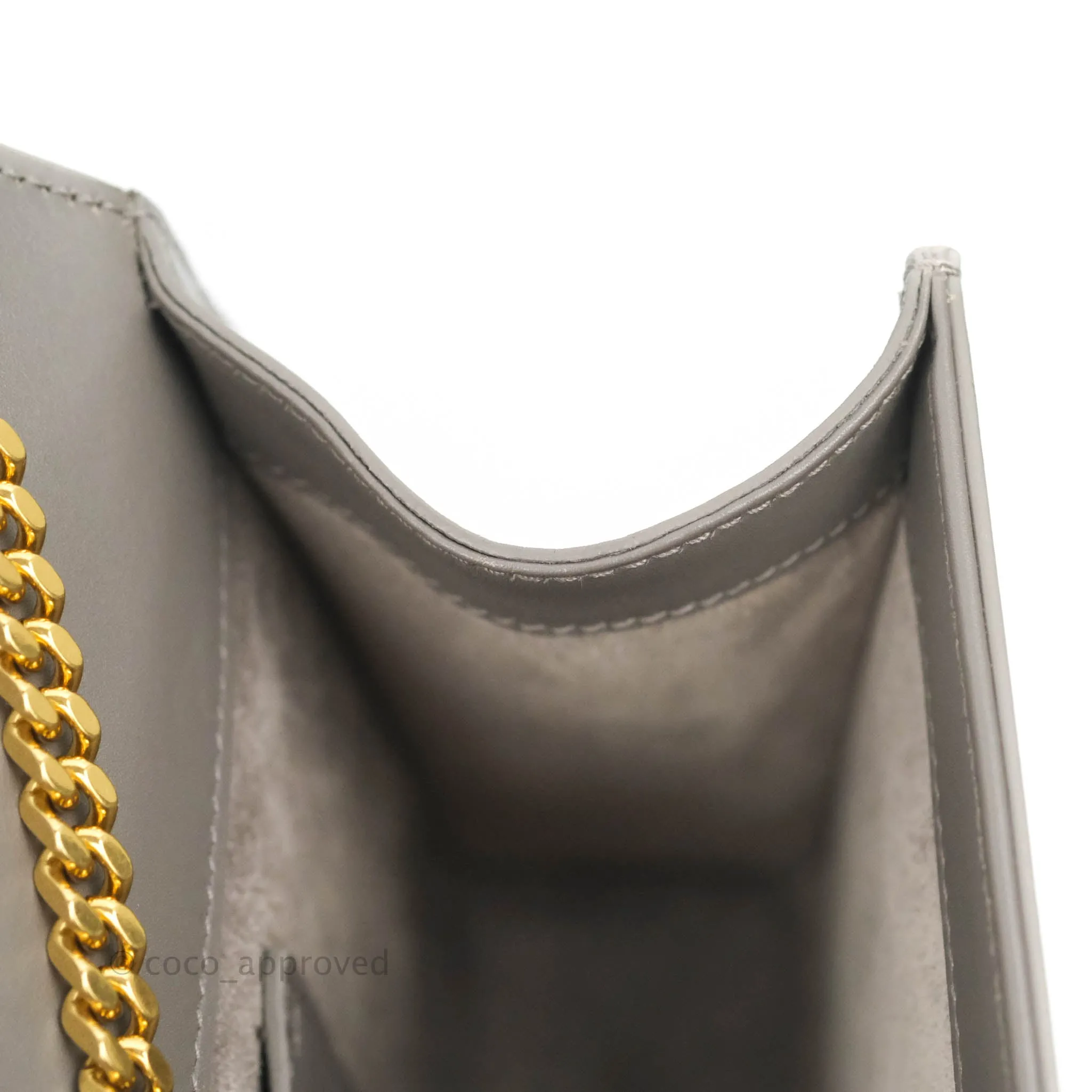 Saint Laurent Medium Kate Tassel Chain Bag Earth Grey Smooth Calfskin Gold Hardware