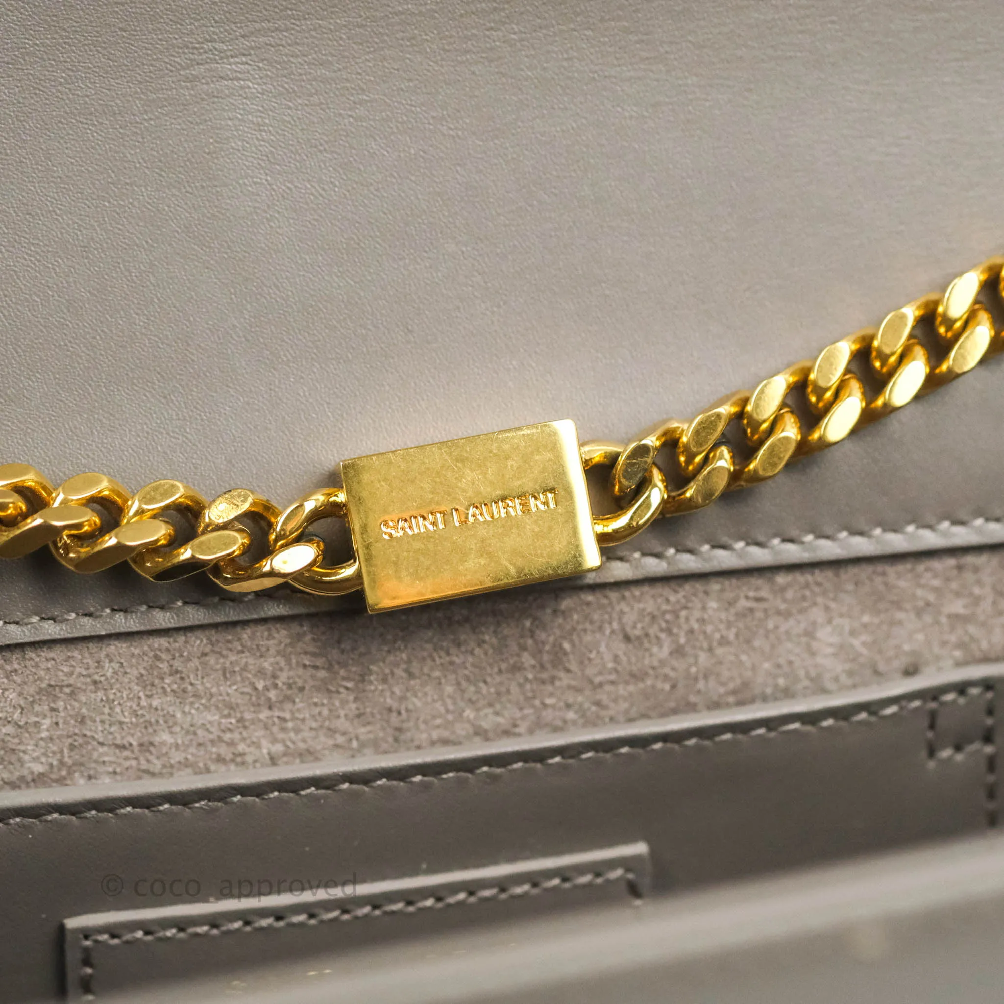 Saint Laurent Medium Kate Tassel Chain Bag Earth Grey Smooth Calfskin Gold Hardware