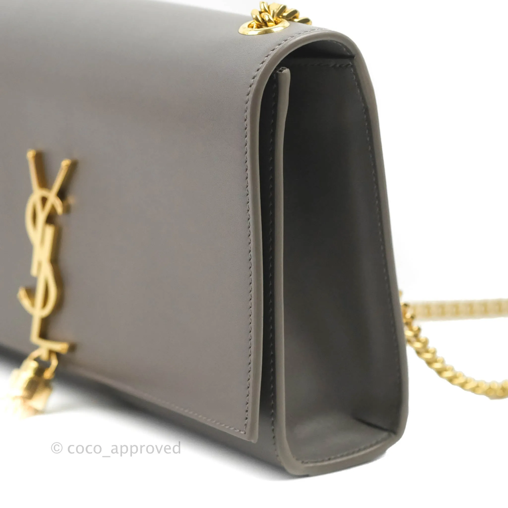 Saint Laurent Medium Kate Tassel Chain Bag Earth Grey Smooth Calfskin Gold Hardware