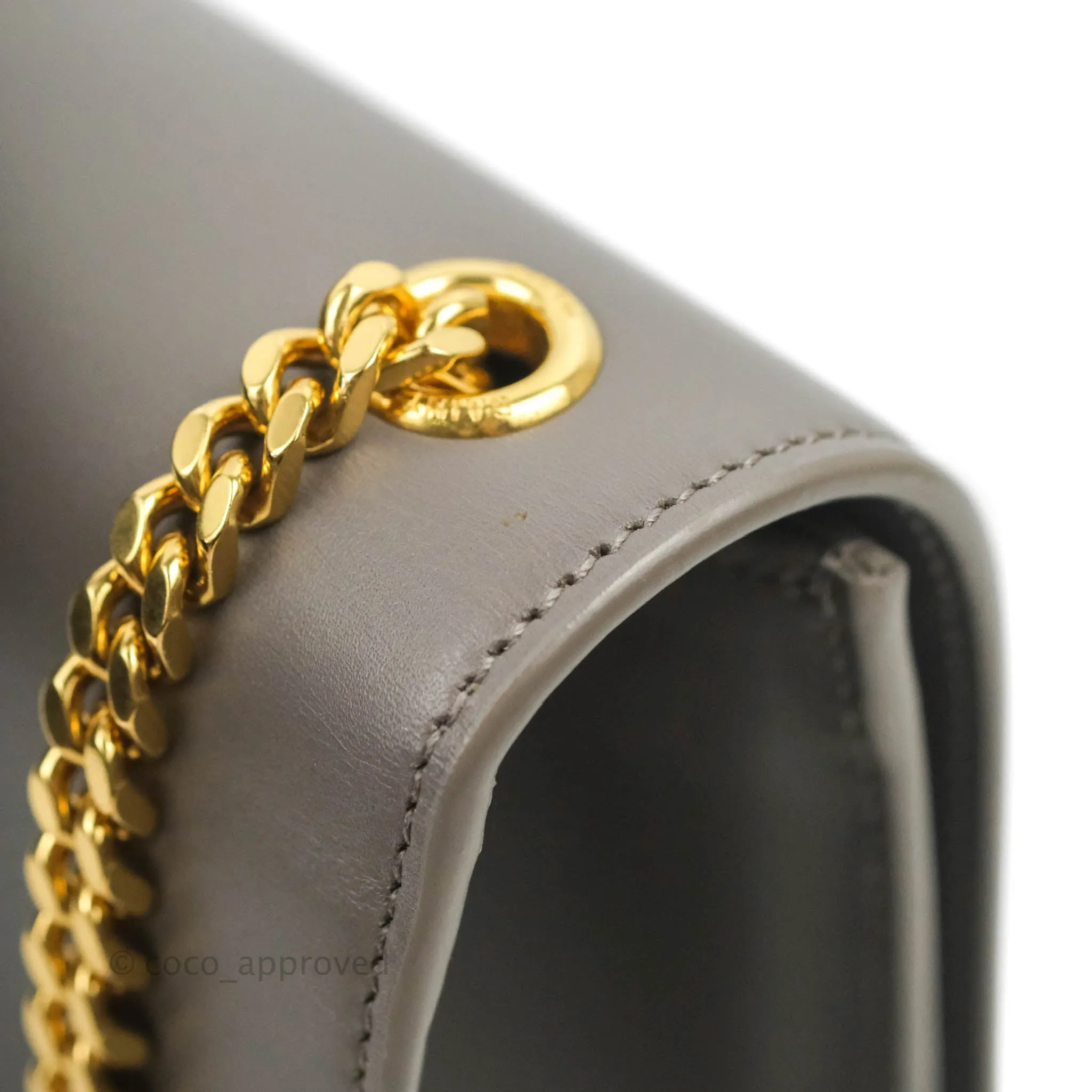 Saint Laurent Medium Kate Tassel Chain Bag Earth Grey Smooth Calfskin Gold Hardware