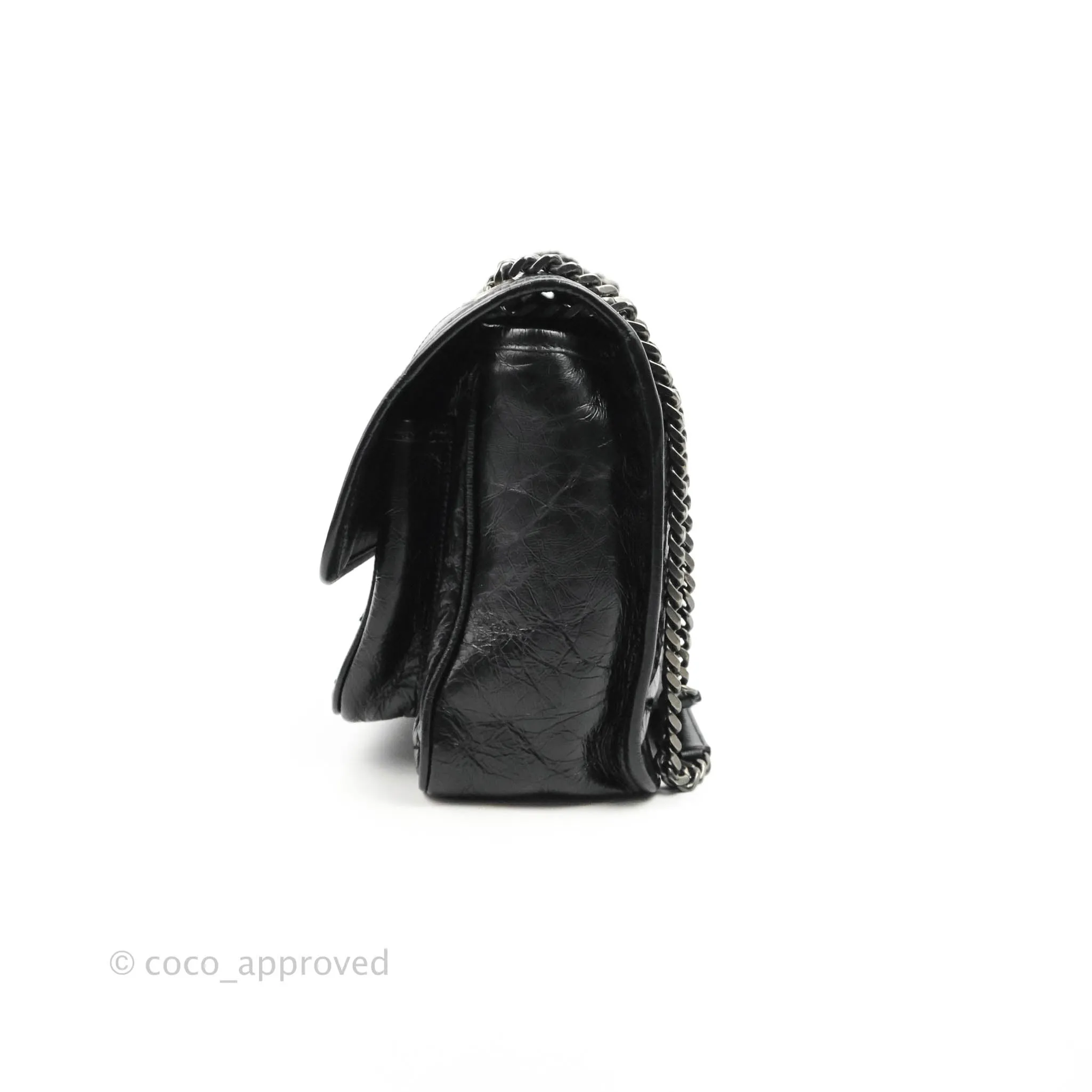 Saint Laurent Medium Niki Chain Bag Crinkled Calfskin Black