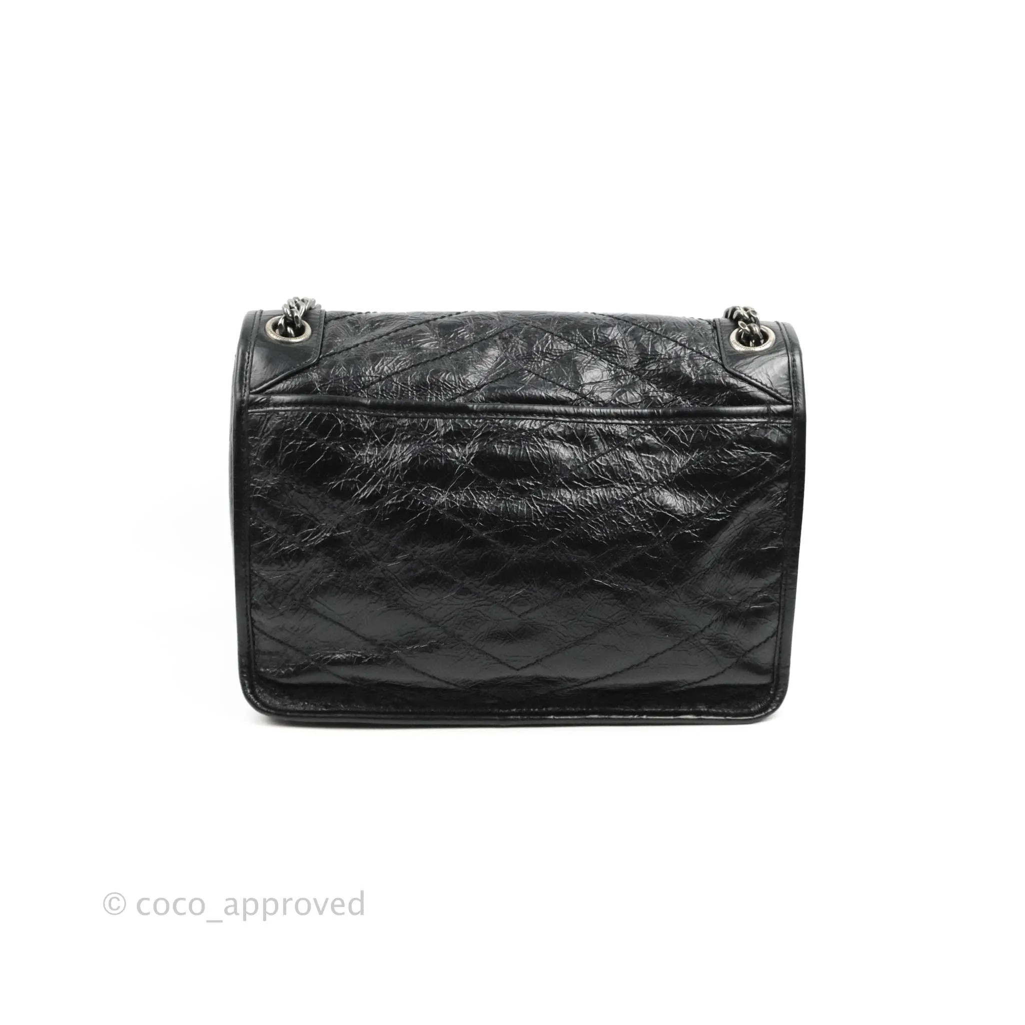 Saint Laurent Medium Niki Chain Bag Crinkled Calfskin Black