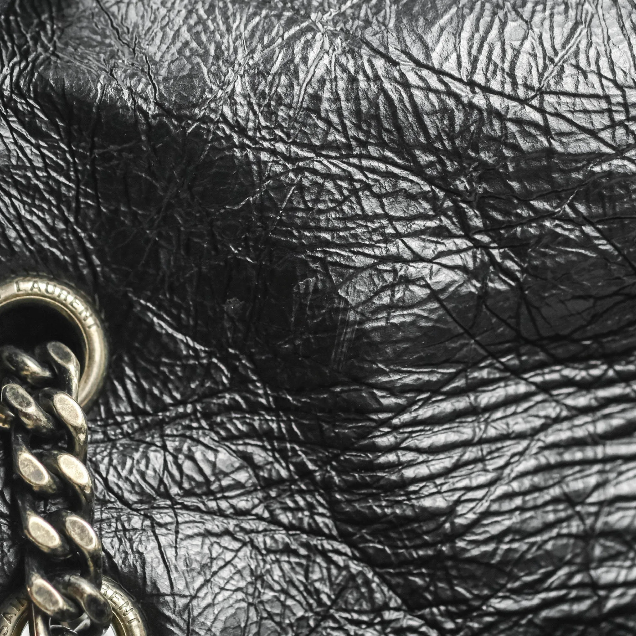 Saint Laurent Medium Niki Chain Bag Crinkled Calfskin Black