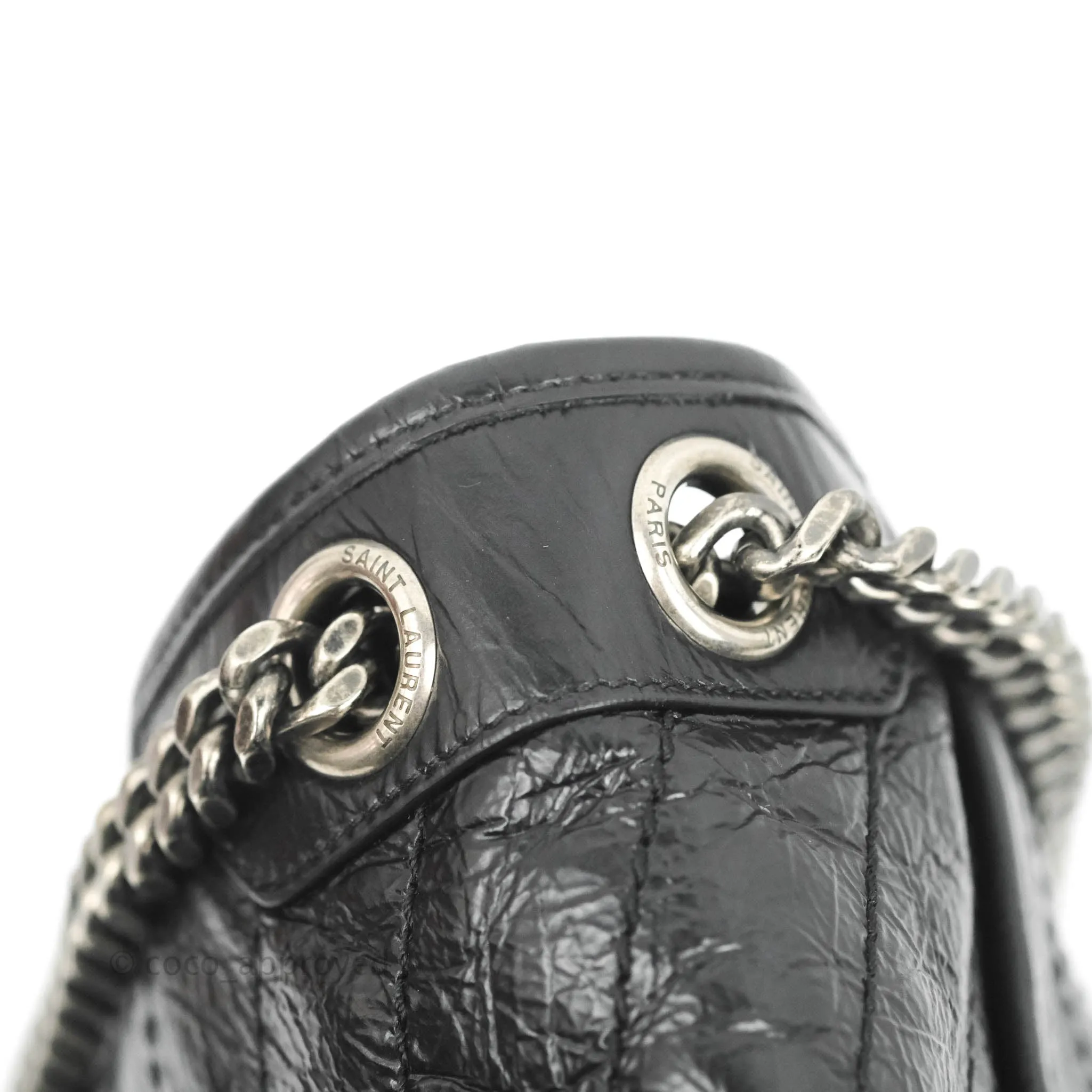 Saint Laurent Medium Niki Chain Bag Crinkled Calfskin Black