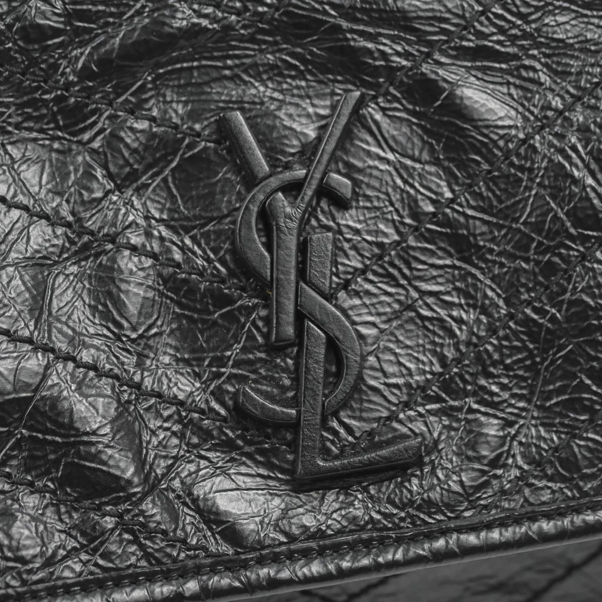 Saint Laurent Medium Niki Chain Bag Crinkled Calfskin Black