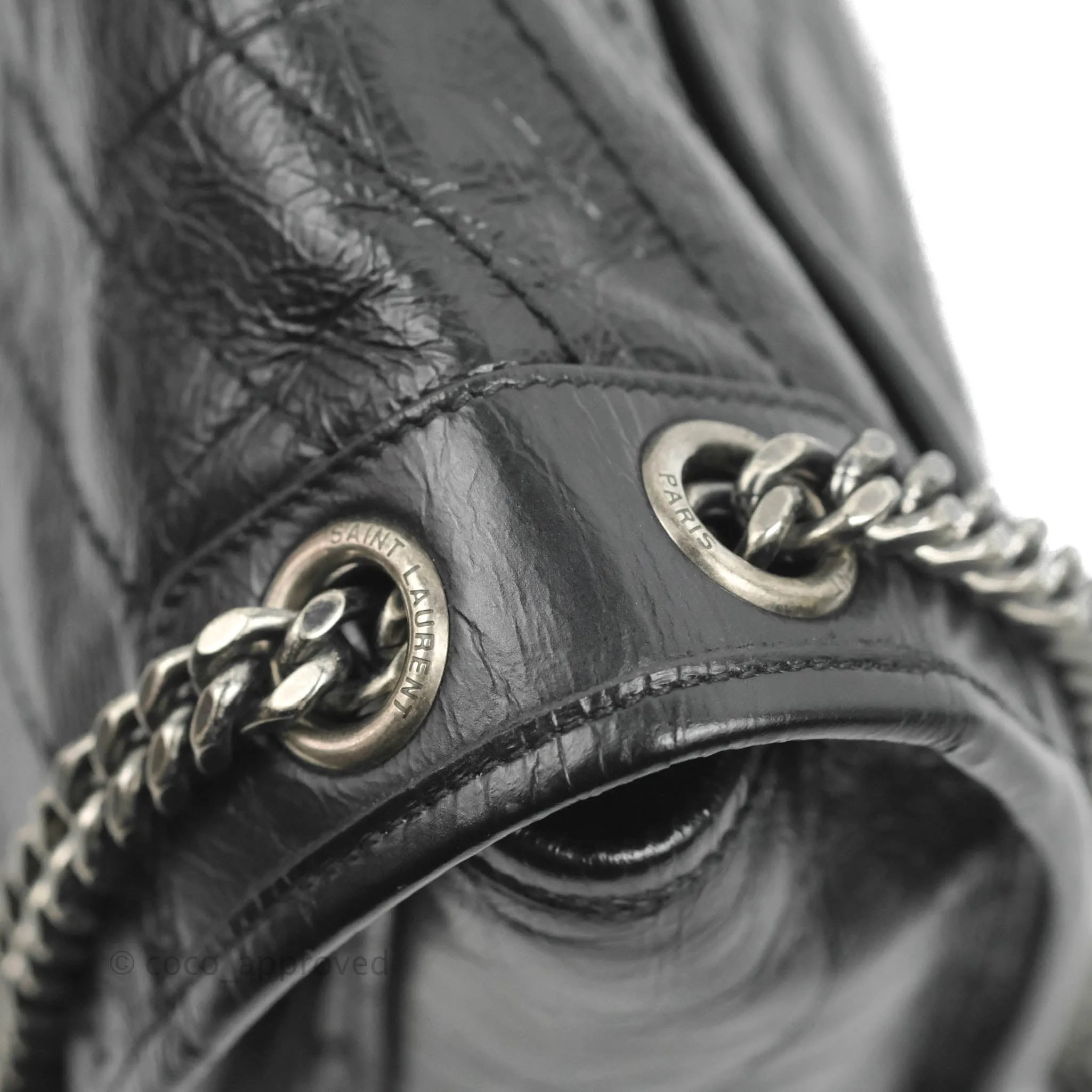 Saint Laurent Medium Niki Chain Bag Crinkled Calfskin Black