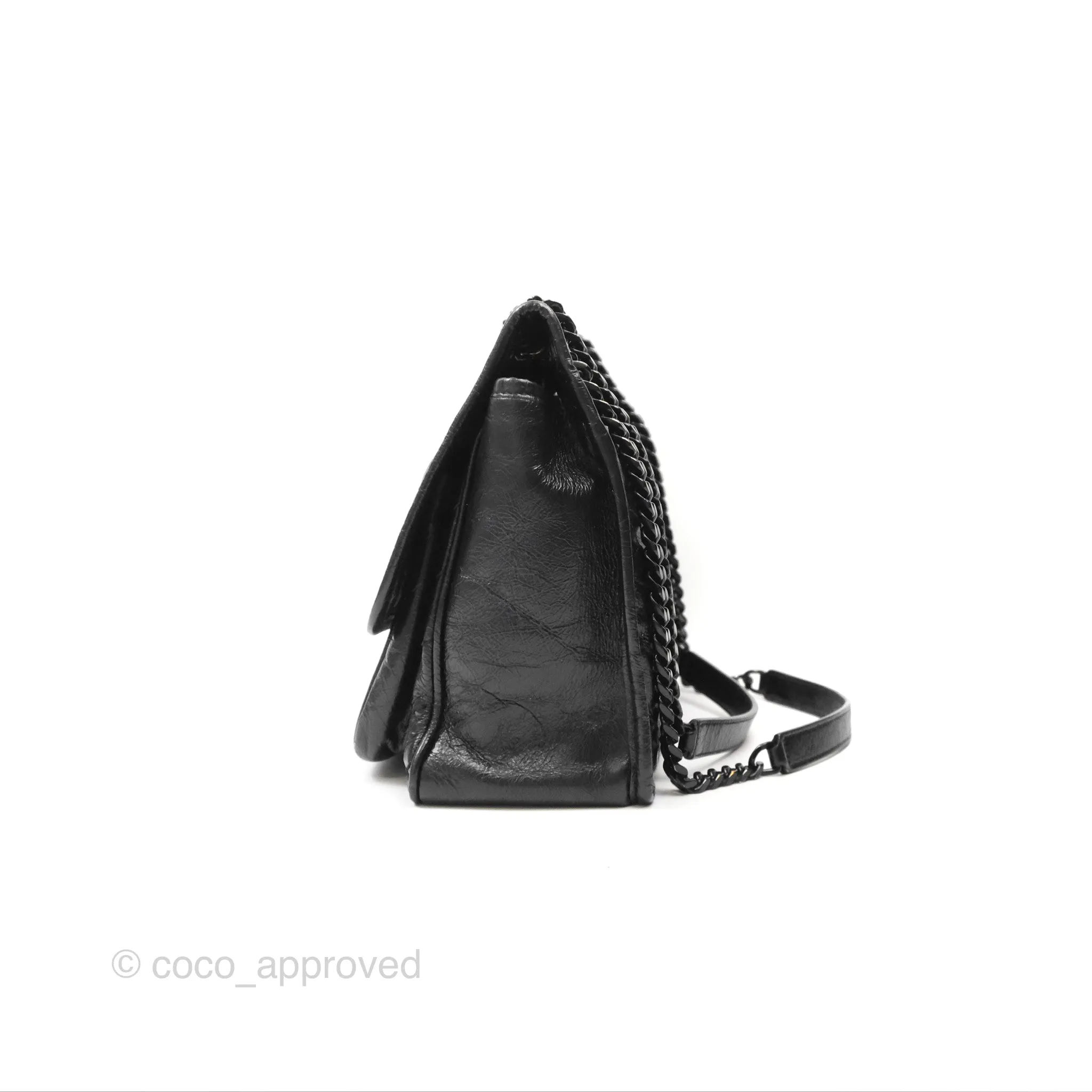 Saint Laurent Medium Niki Chain Bag Crinkled Calfskin So Black