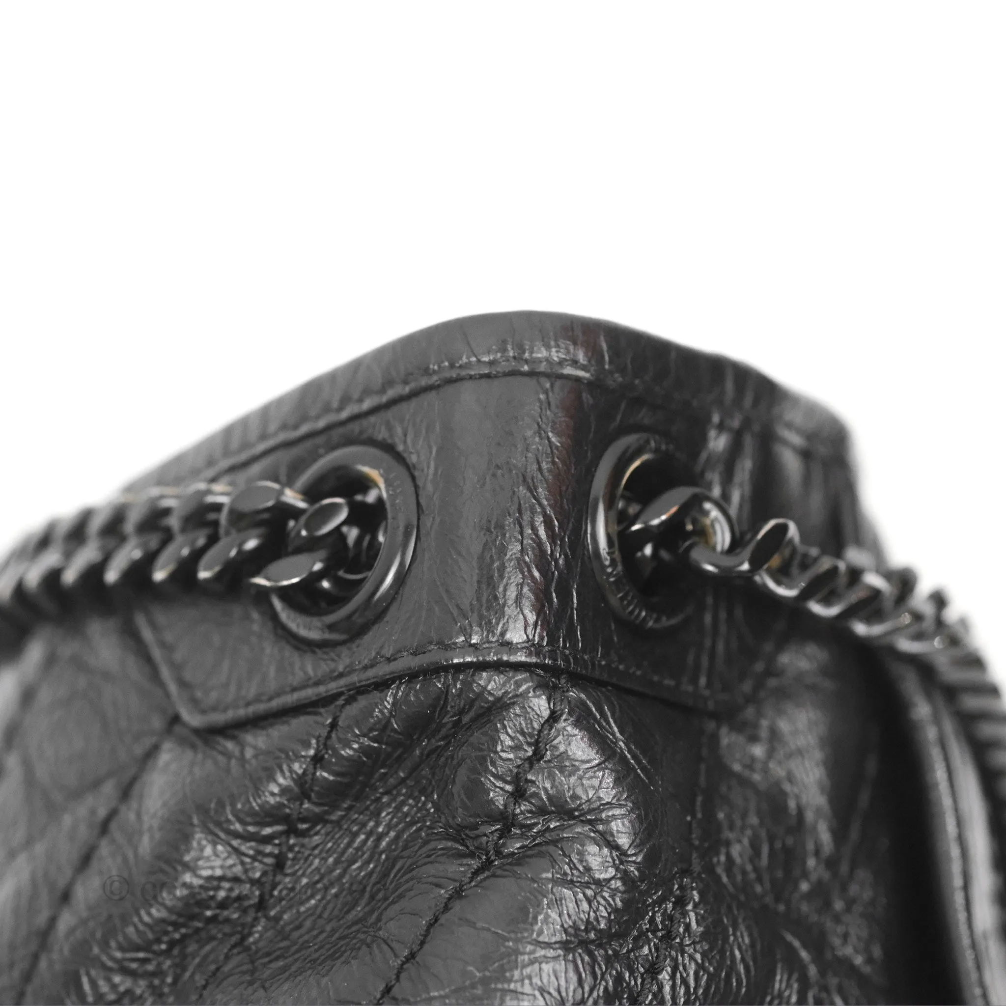 Saint Laurent Medium Niki Chain Bag Crinkled Calfskin So Black