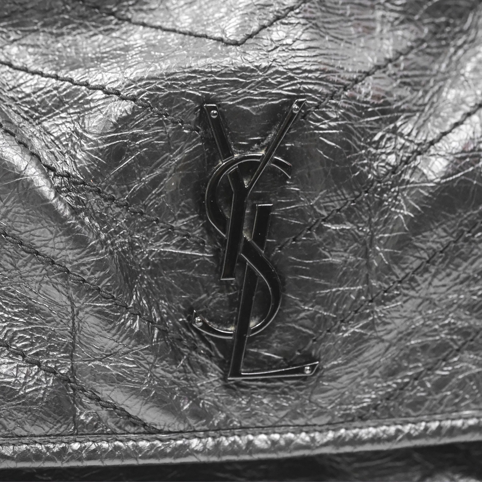 Saint Laurent Medium Niki Chain Bag Crinkled Calfskin So Black