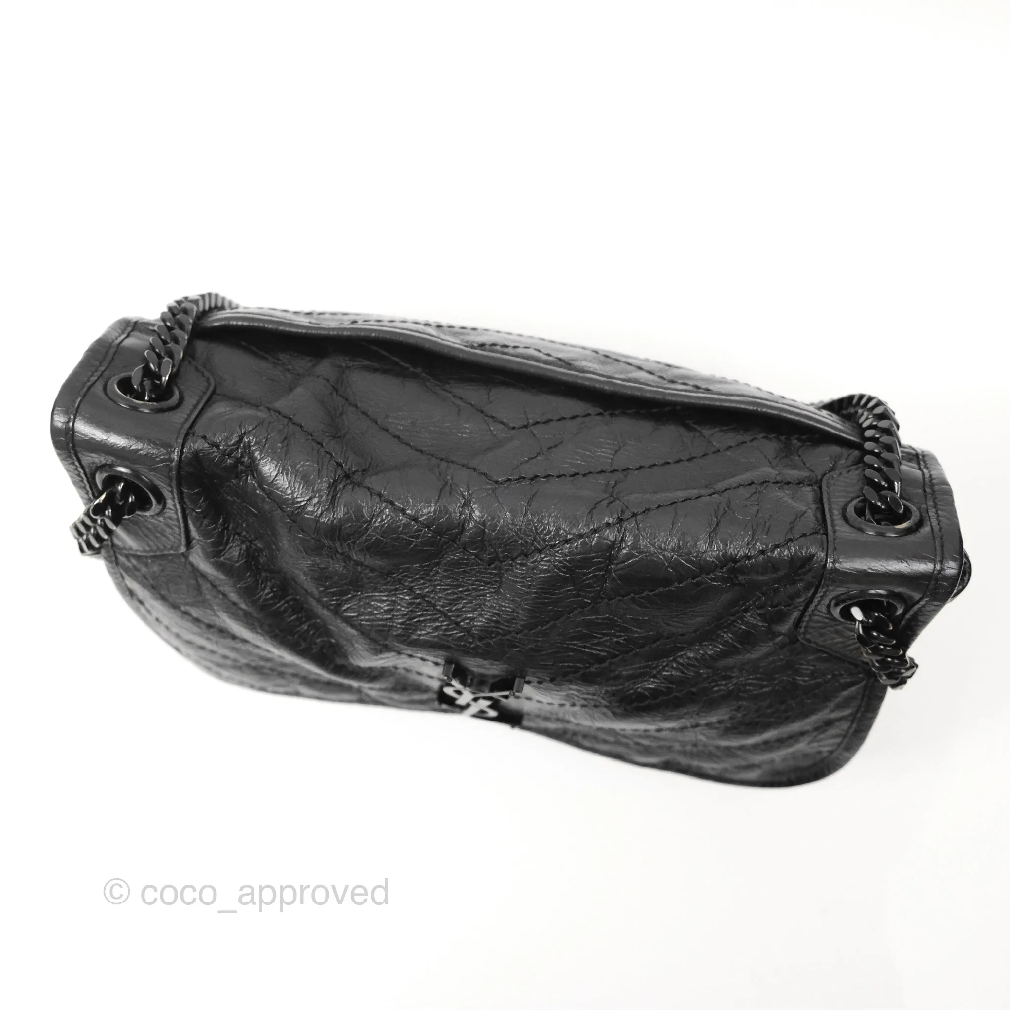 Saint Laurent Medium Niki Chain Bag Crinkled Calfskin So Black