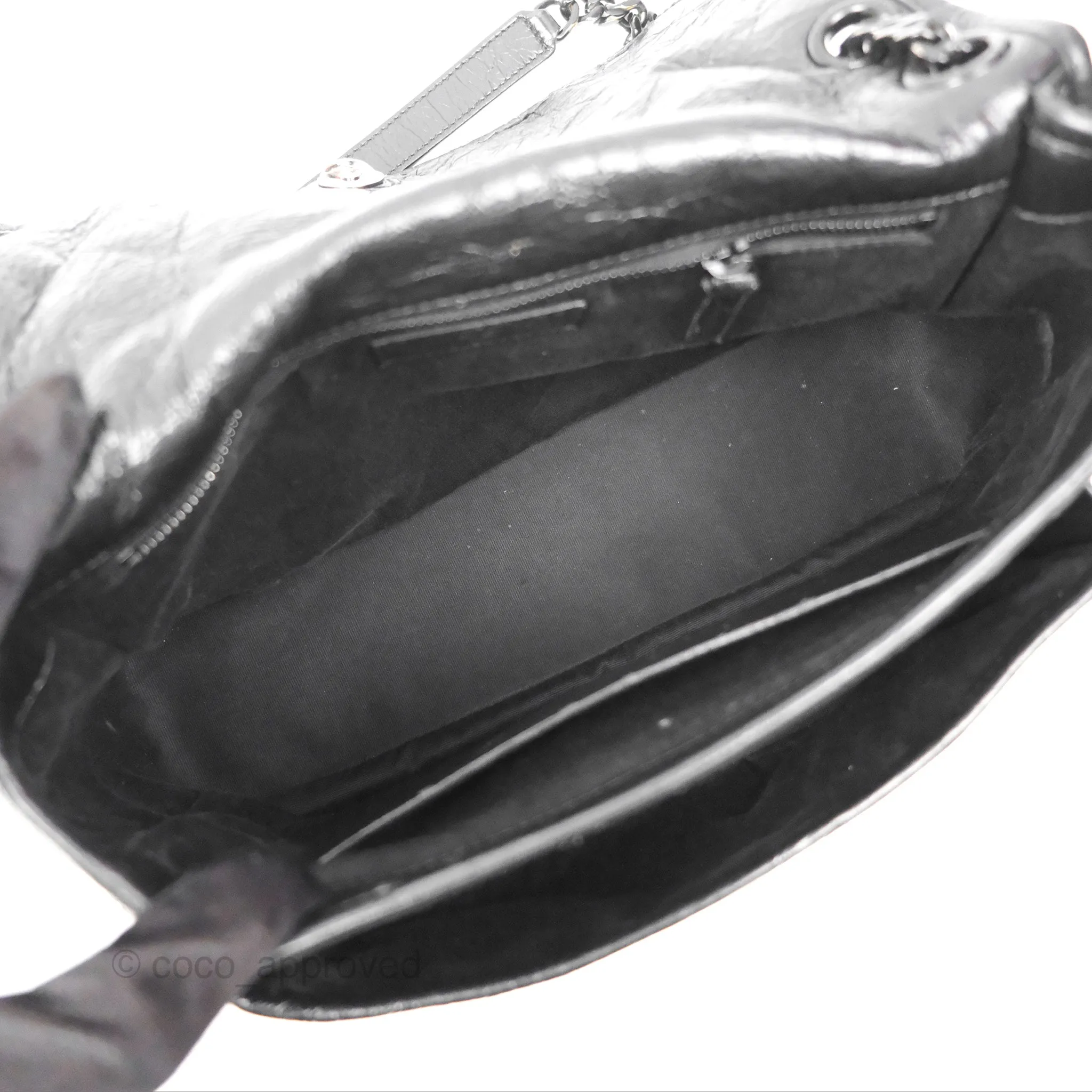Saint Laurent Medium Niki Chain Bag Crinkled Calfskin So Black