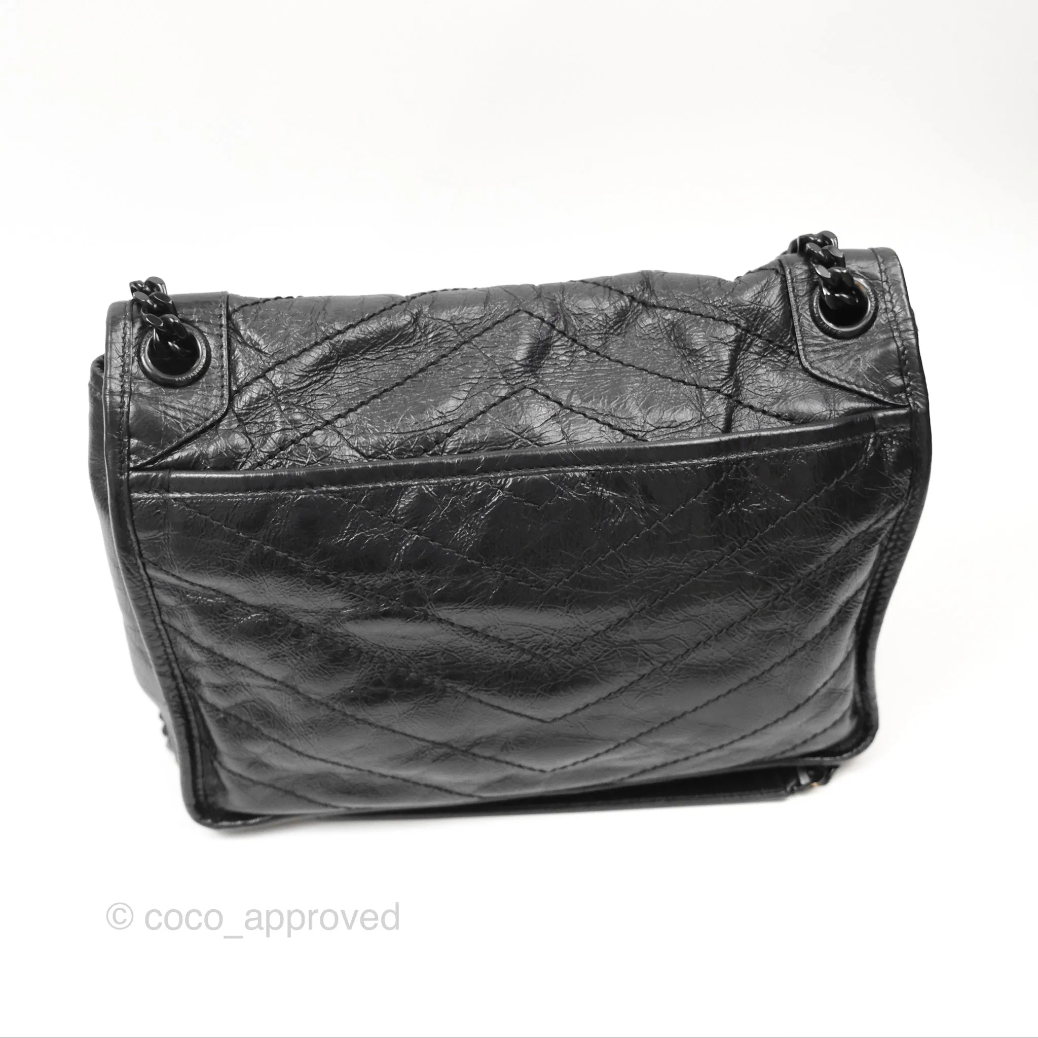Saint Laurent Medium Niki Chain Bag Crinkled Calfskin So Black