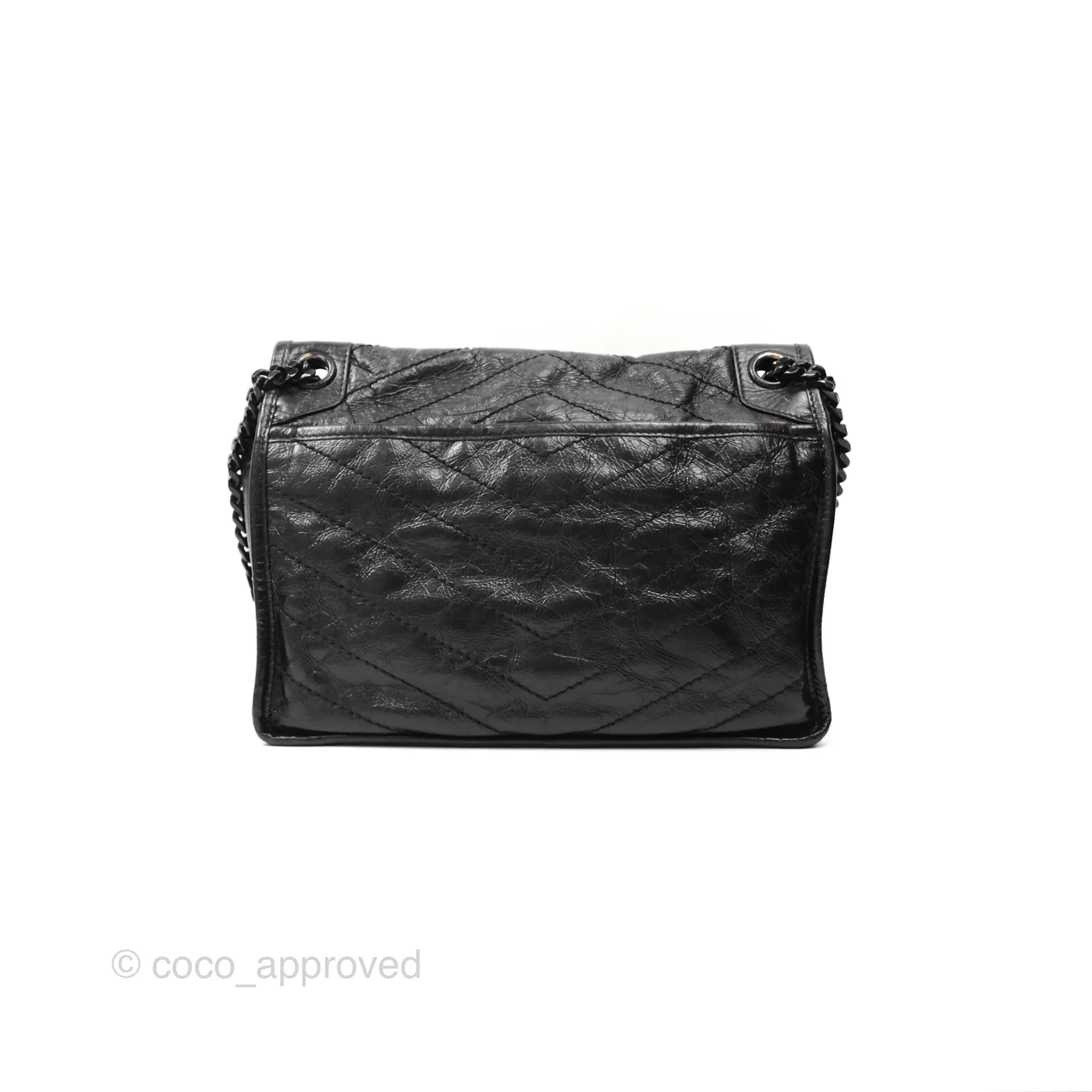 Saint Laurent Medium Niki Chain Bag Crinkled Calfskin So Black