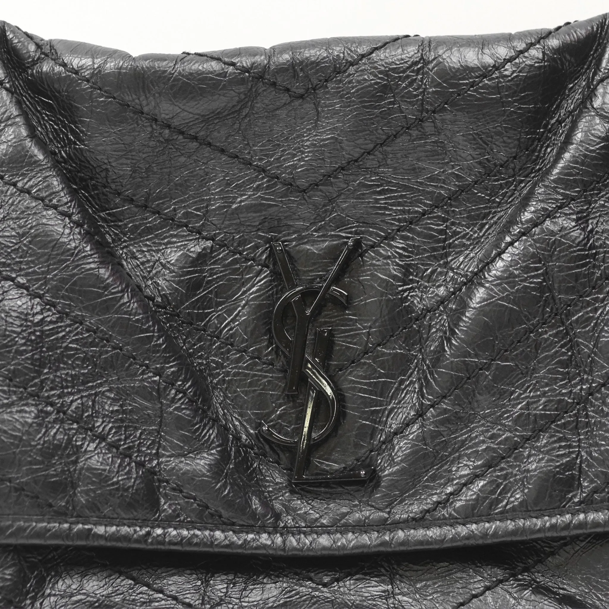 Saint Laurent Medium Niki Chain Bag Crinkled Calfskin So Black
