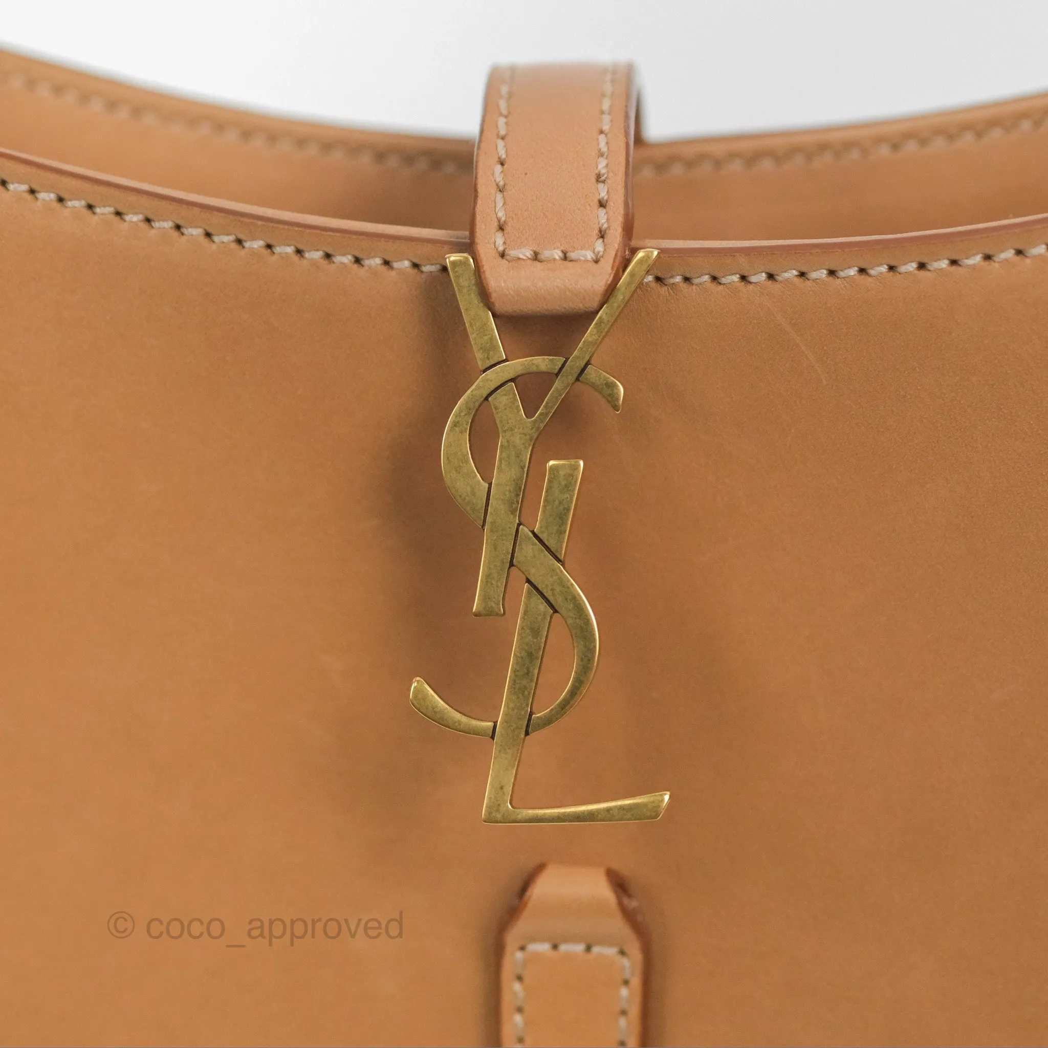 Saint Laurent Mini Le 5  7 Tan Calfskin Bronze Brass Hardware