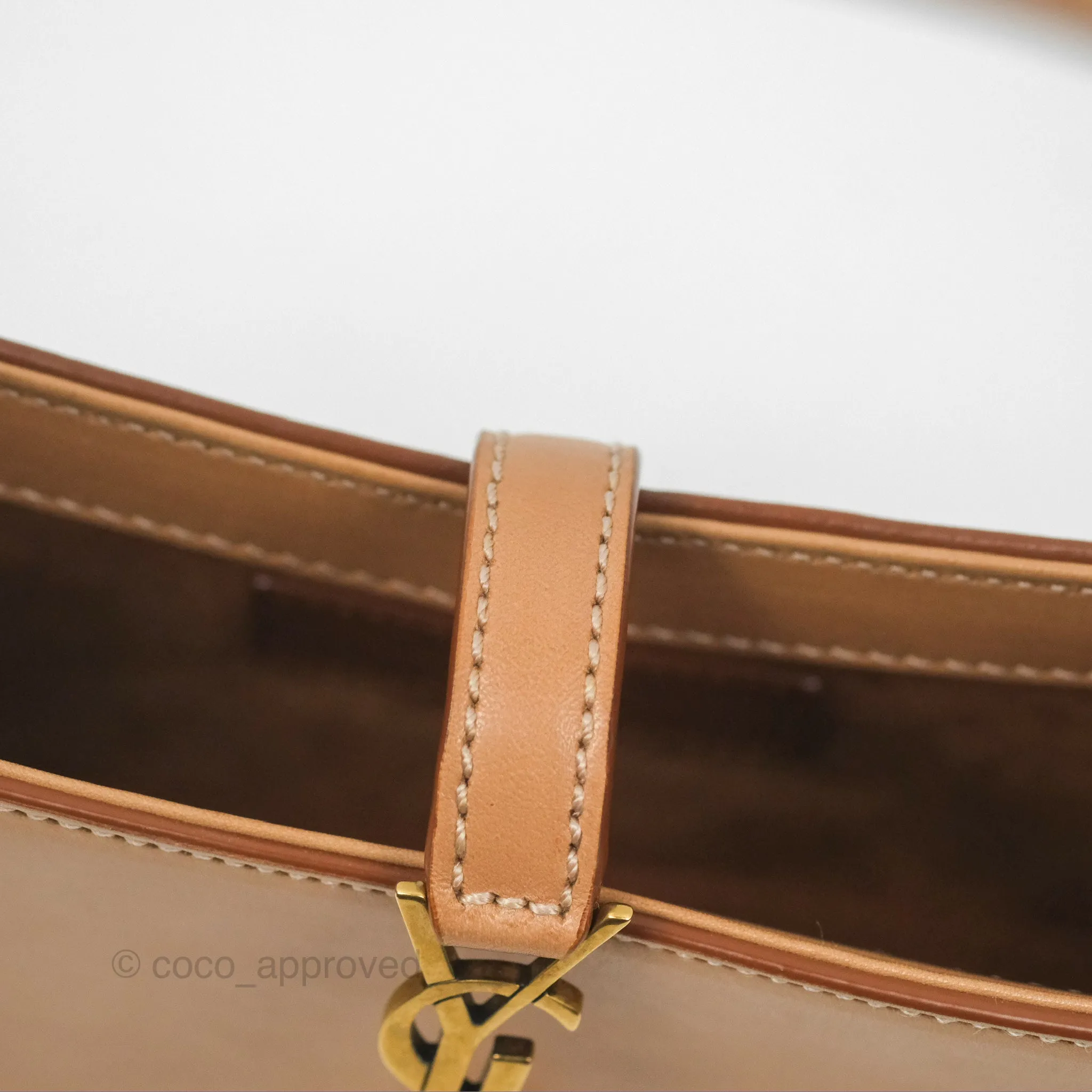 Saint Laurent Mini Le 5  7 Tan Calfskin Bronze Brass Hardware