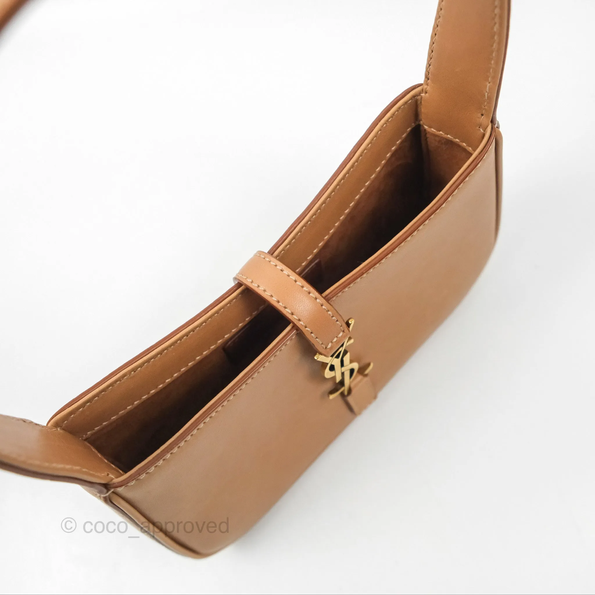 Saint Laurent Mini Le 5  7 Tan Calfskin Bronze Brass Hardware