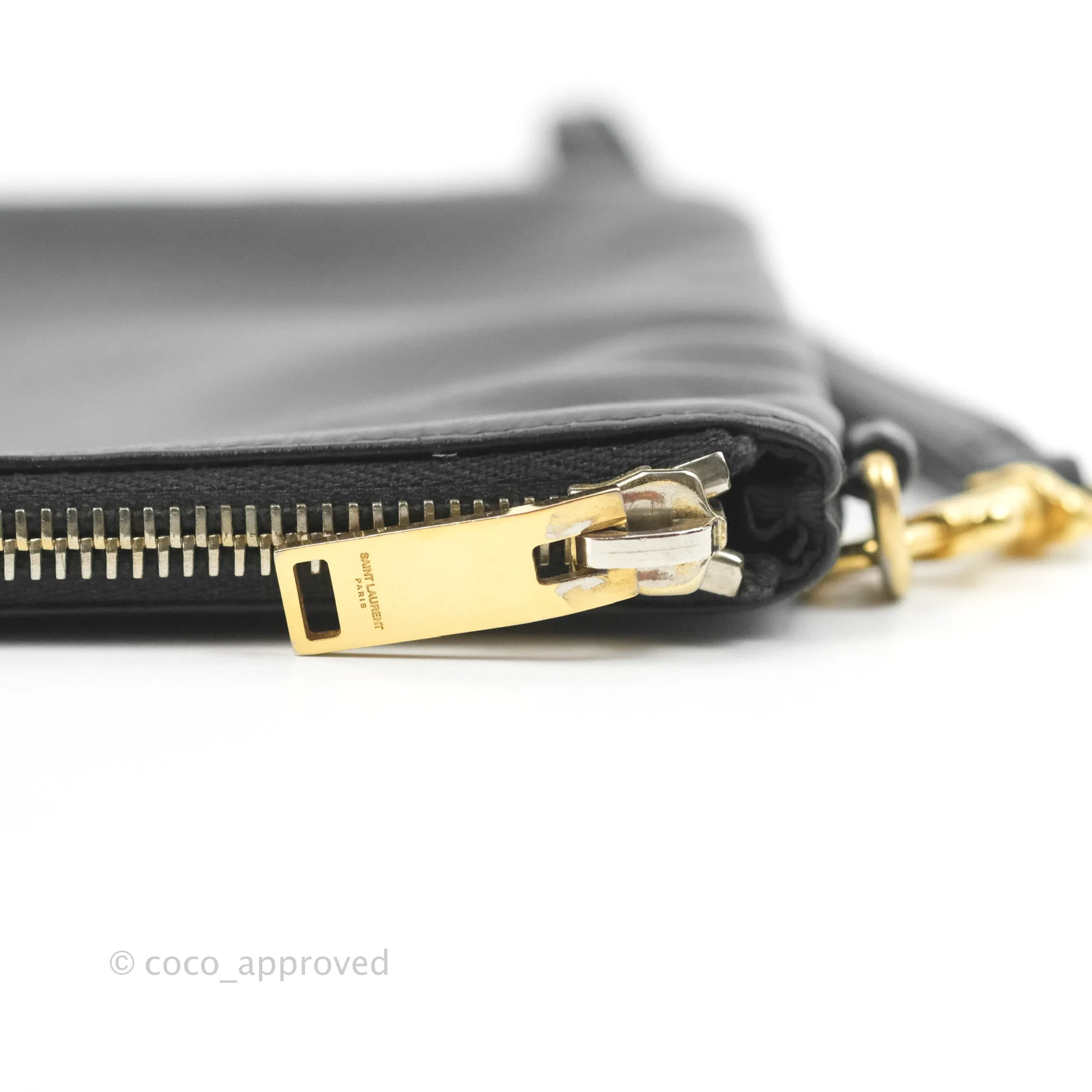 Saint Laurent Monogram Pouch Bag Black Gold Hardware