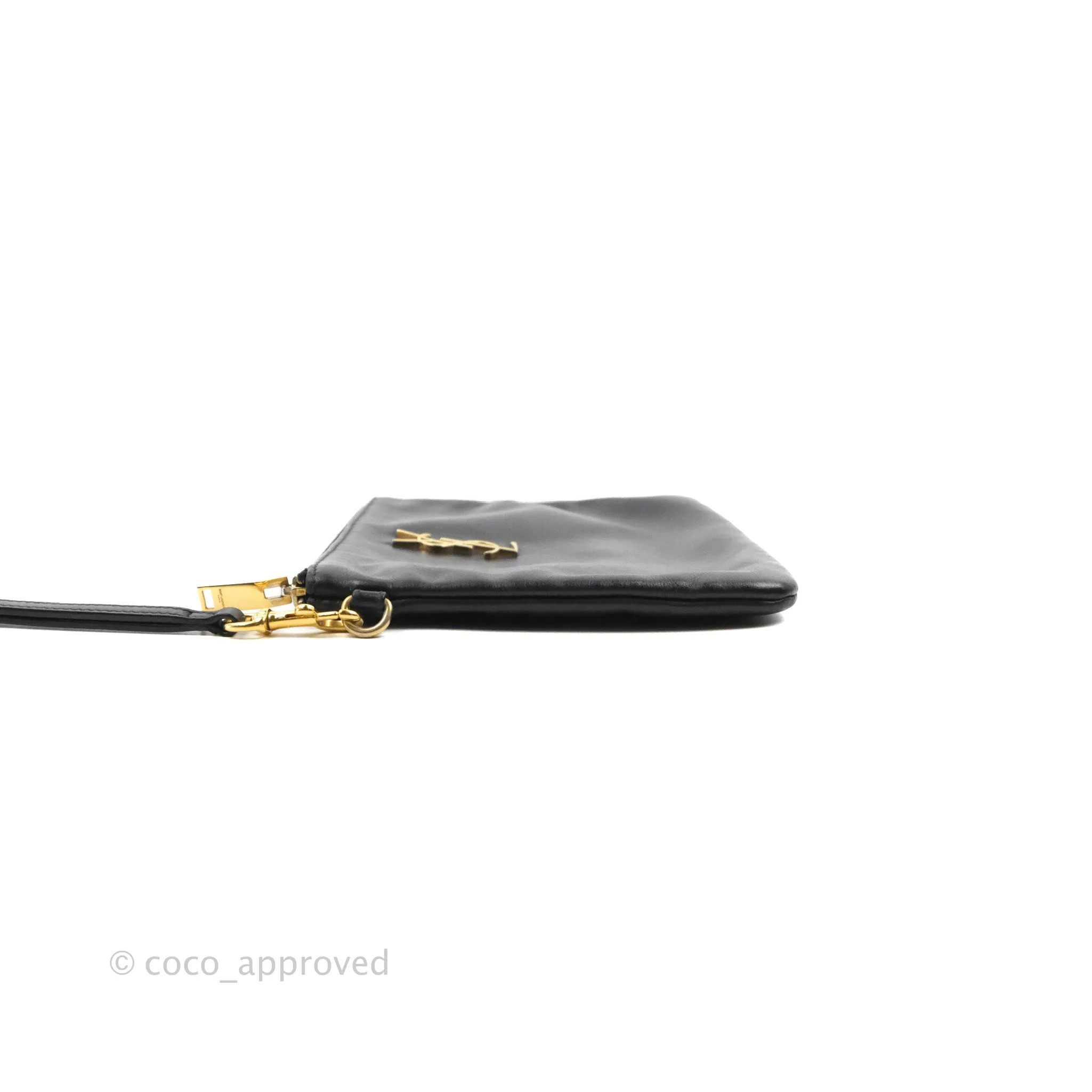 Saint Laurent Monogram Pouch Bag Black Gold Hardware