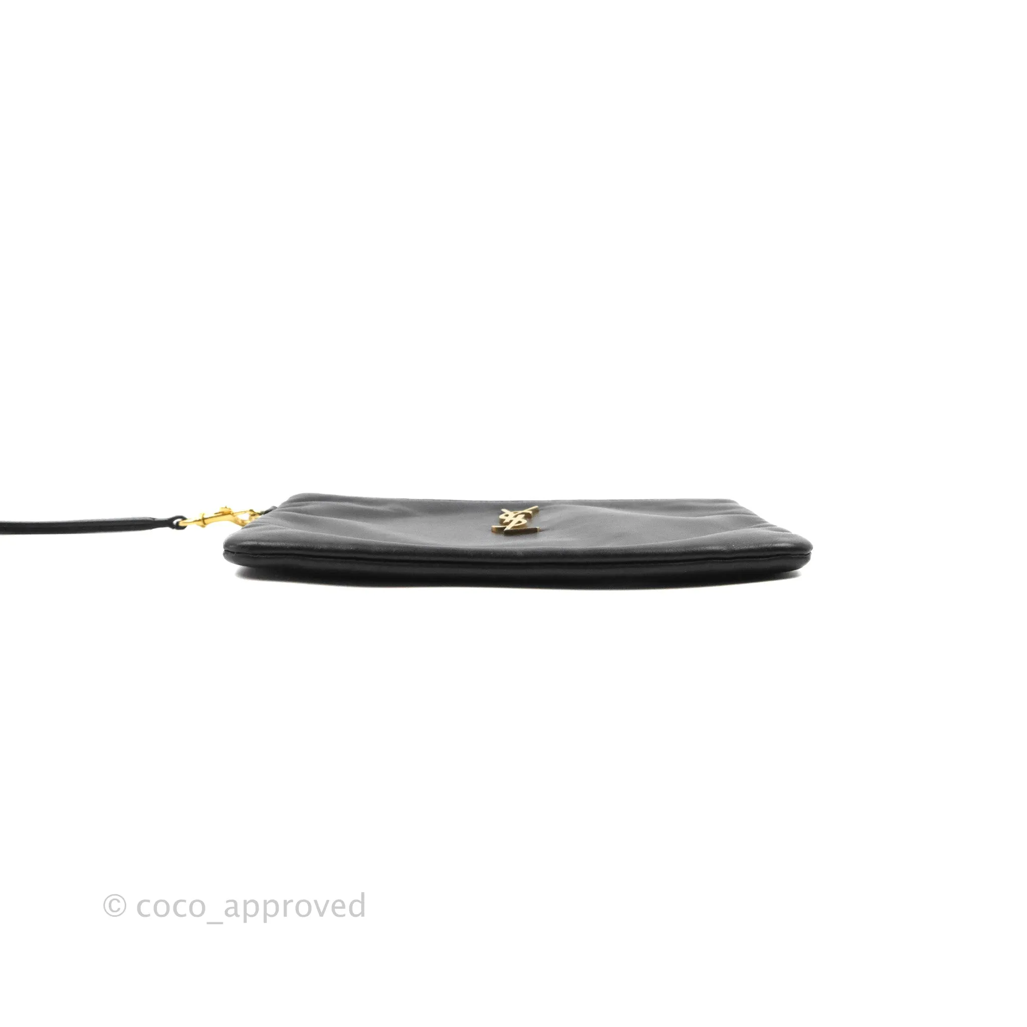 Saint Laurent Monogram Pouch Bag Black Gold Hardware