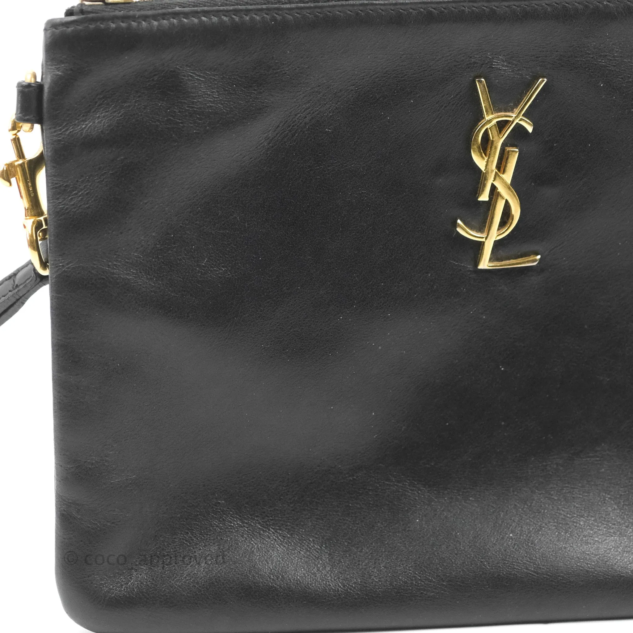 Saint Laurent Monogram Pouch Bag Black Gold Hardware