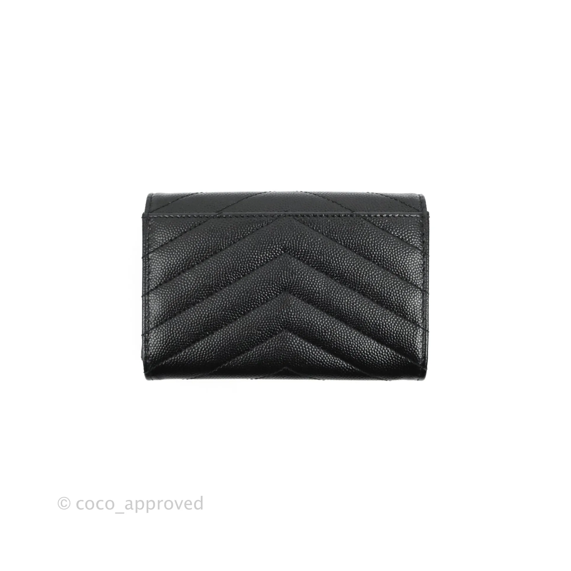 Saint Laurent Monogramme Envelope Wallet Black Grained Calfskin Gold Hardware
