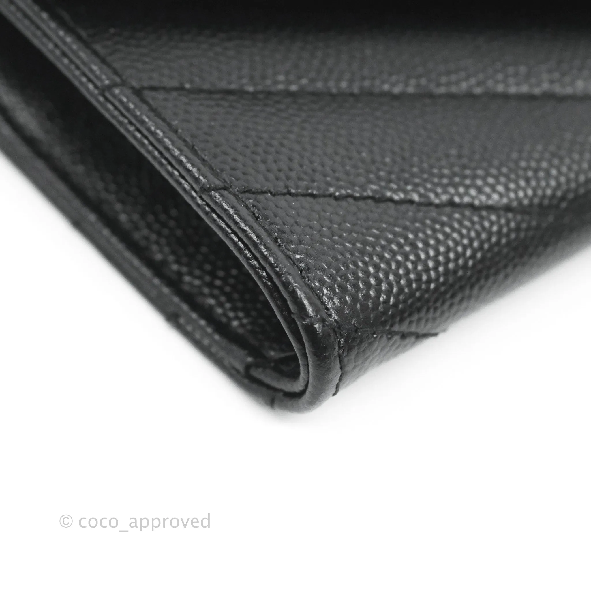 Saint Laurent Monogramme Envelope Wallet Black Grained Calfskin Gold Hardware
