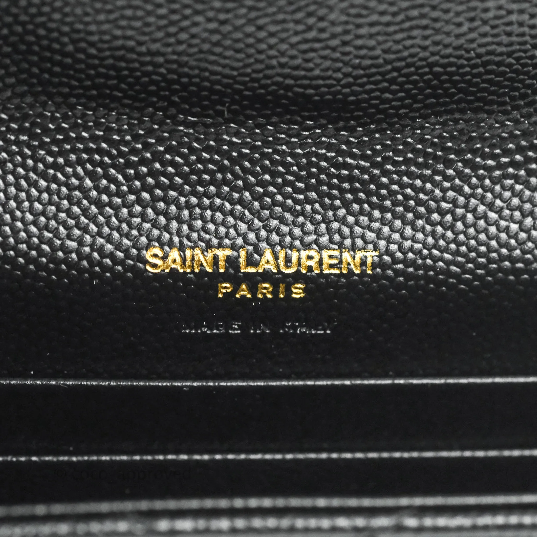 Saint Laurent Monogramme Envelope Wallet Black Grained Calfskin Gold Hardware