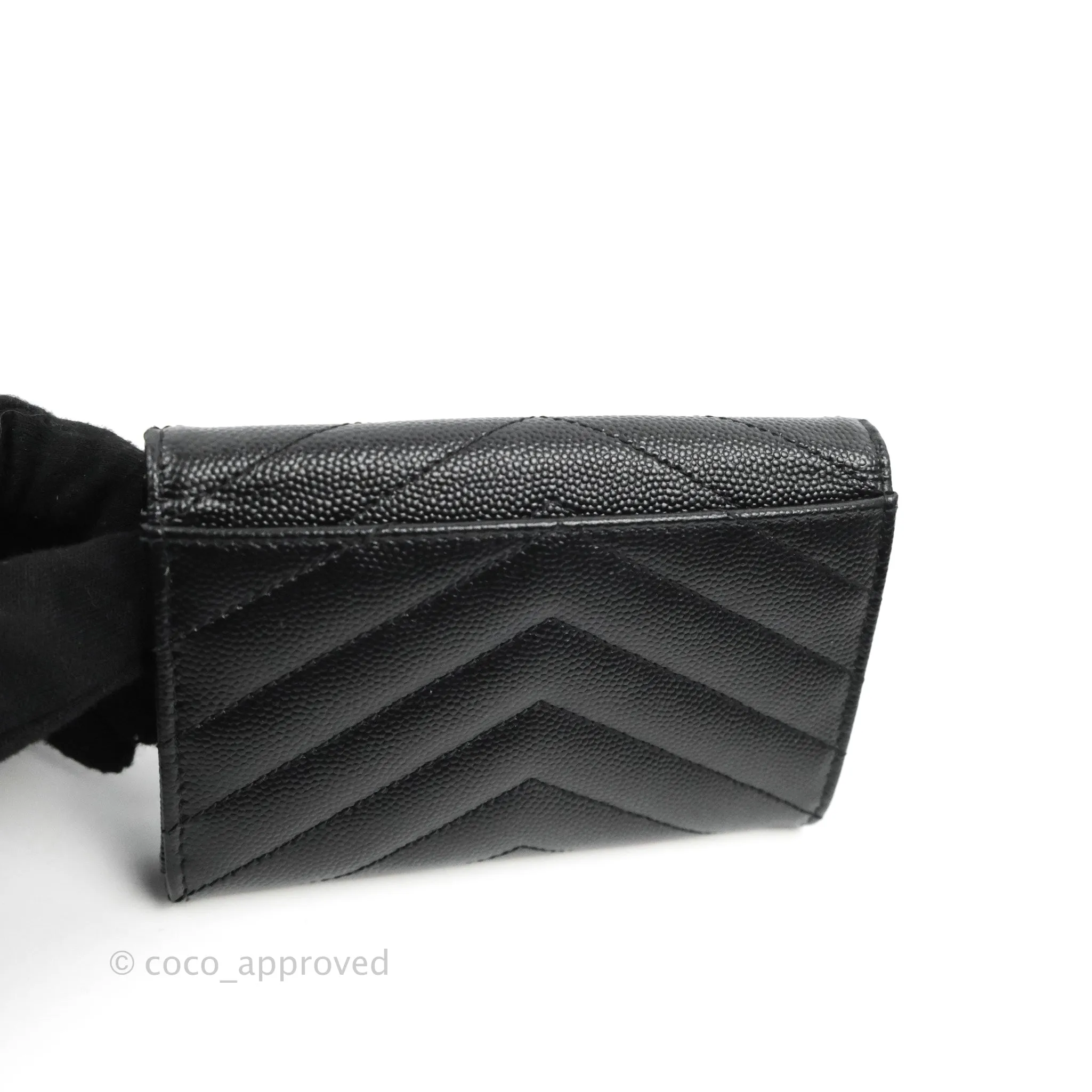 Saint Laurent Monogramme Envelope Wallet Black Grained Calfskin Gold Hardware
