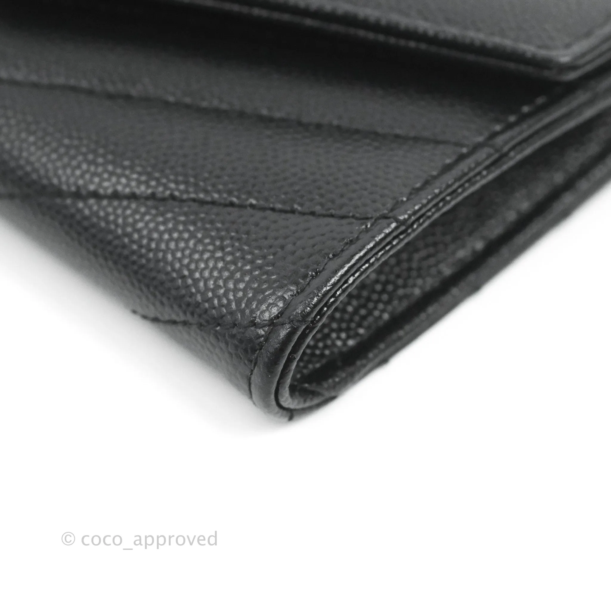 Saint Laurent Monogramme Envelope Wallet Black Grained Calfskin Gold Hardware